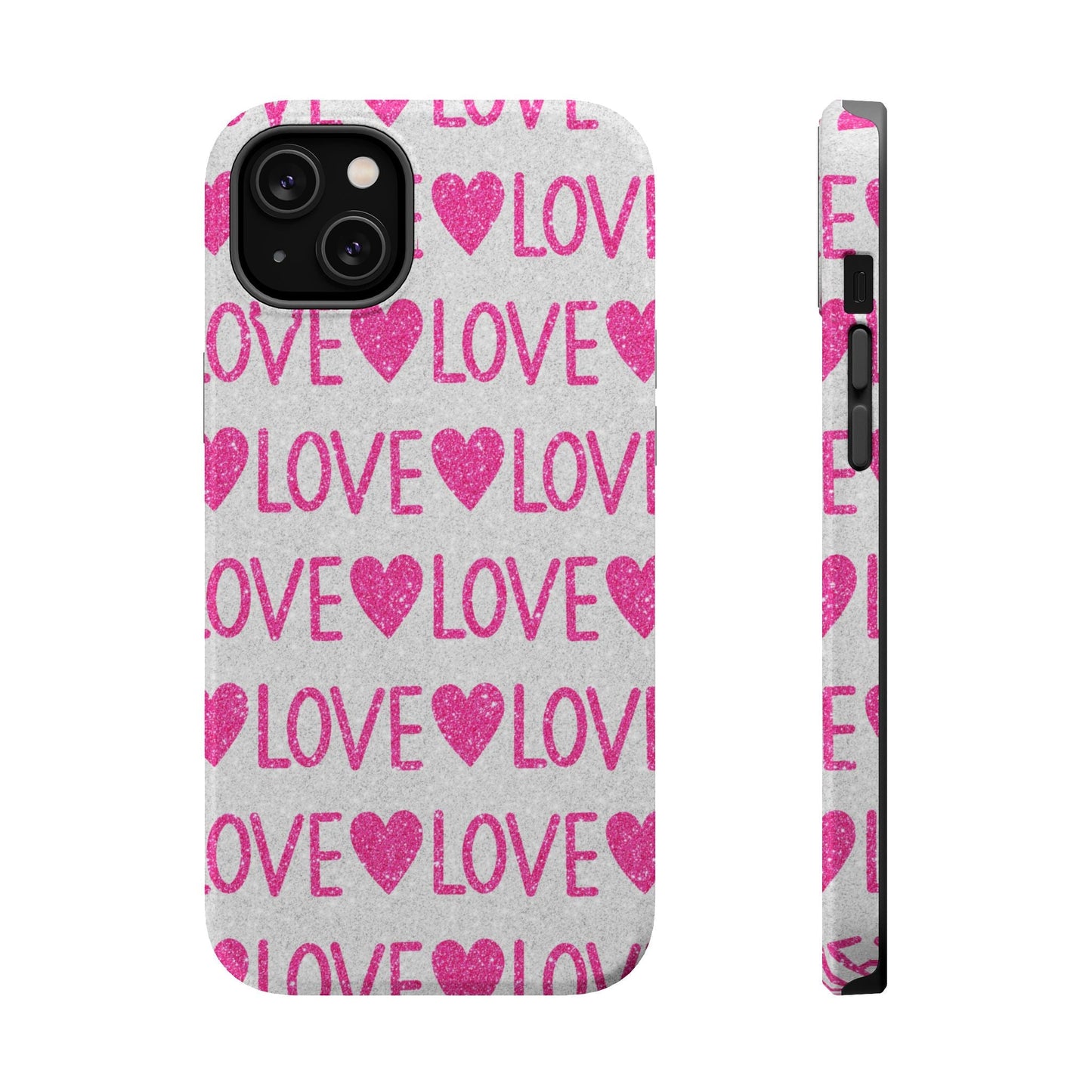 Pink Glitter Love Pattern – MagSafe iPhone Case - BOGO Cases