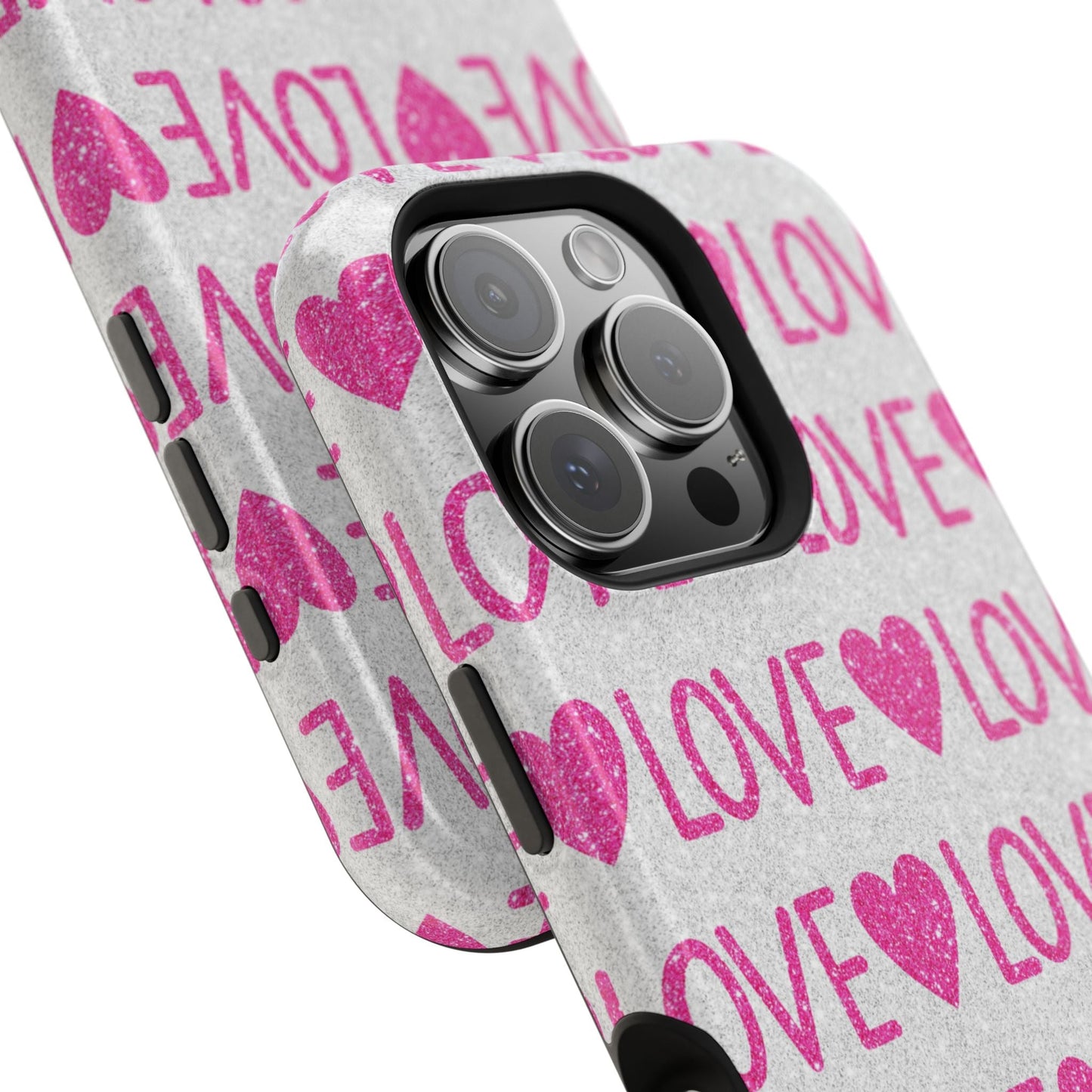 Pink Glitter Love Pattern – MagSafe iPhone Case - BOGO Cases