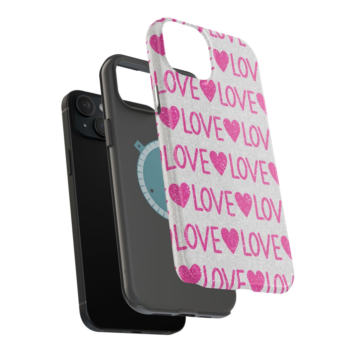 Pink Glitter Love Pattern – MagSafe iPhone Case - BOGO Cases