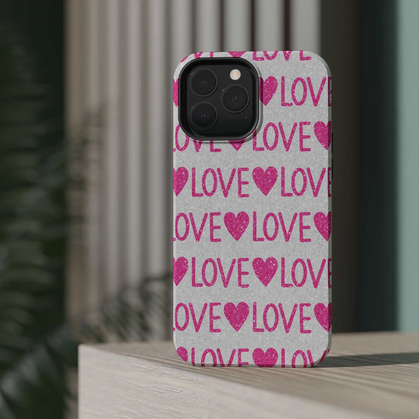 Pink Glitter Love Pattern – MagSafe iPhone Case - BOGO Cases
