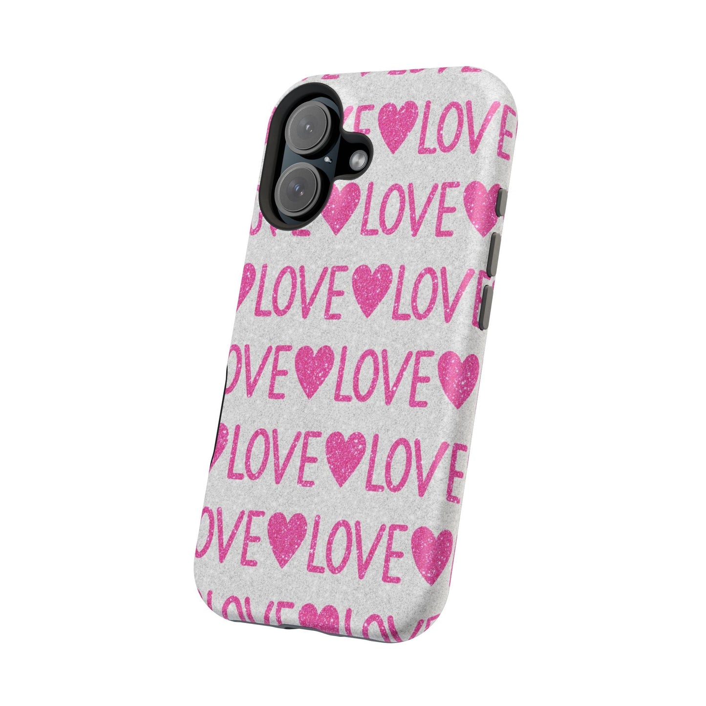 Pink Glitter Love Pattern – MagSafe iPhone Case - BOGO Cases