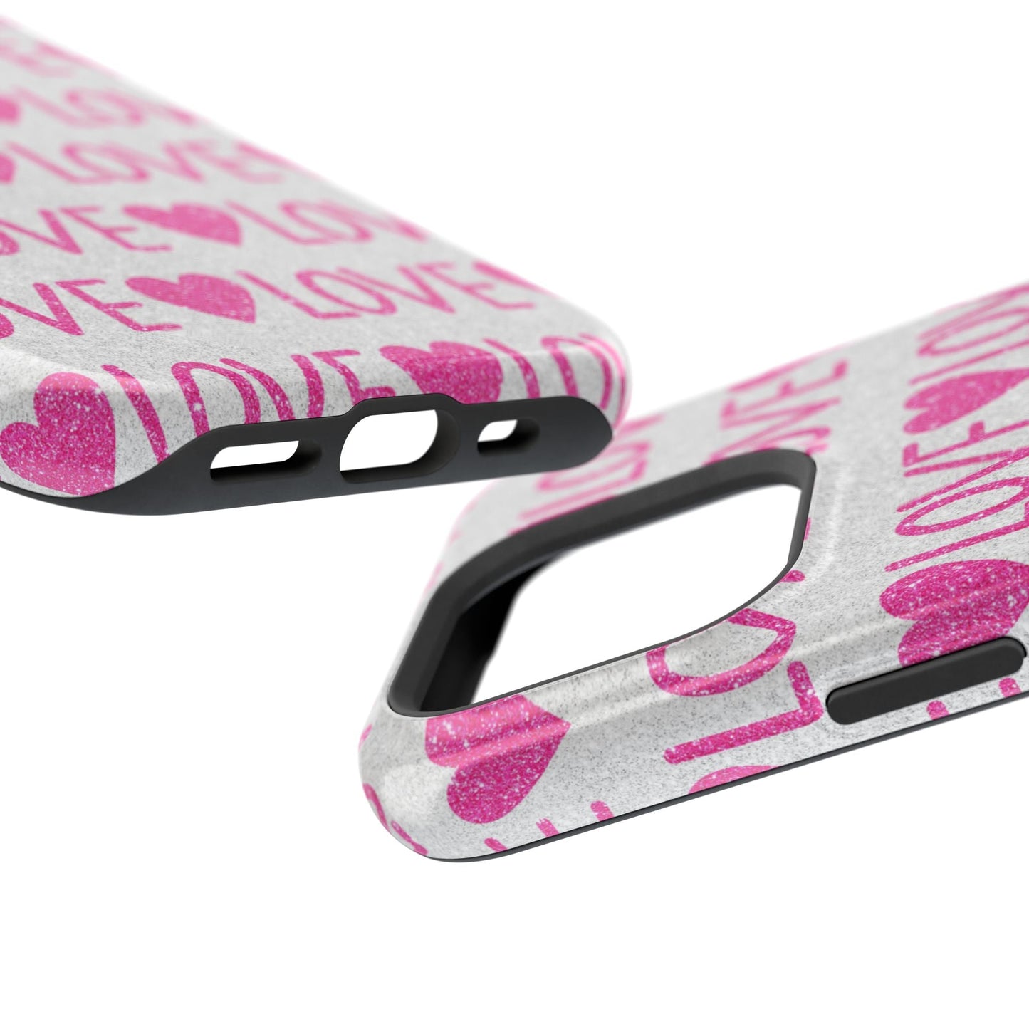 Pink Glitter Love Pattern – MagSafe iPhone Case - BOGO Cases