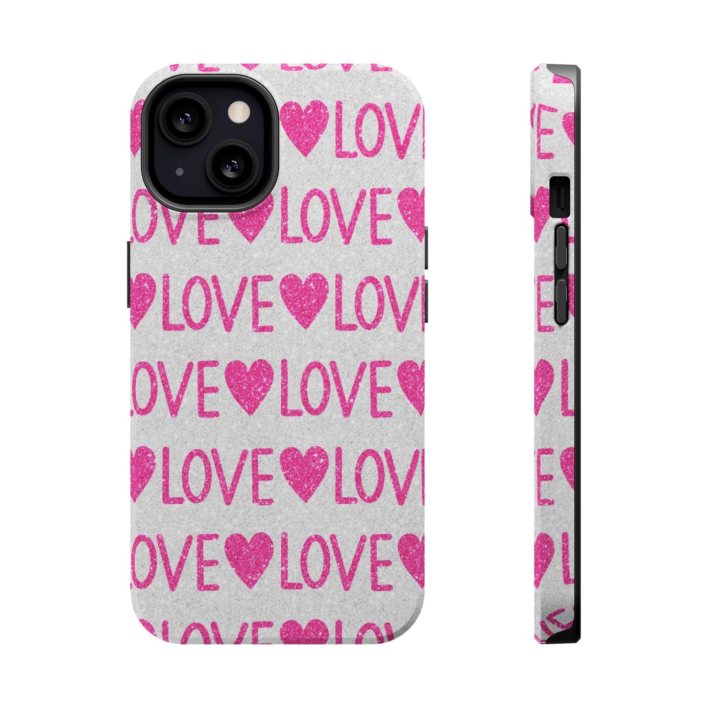 Pink Glitter Love Pattern – MagSafe iPhone Case - BOGO Cases