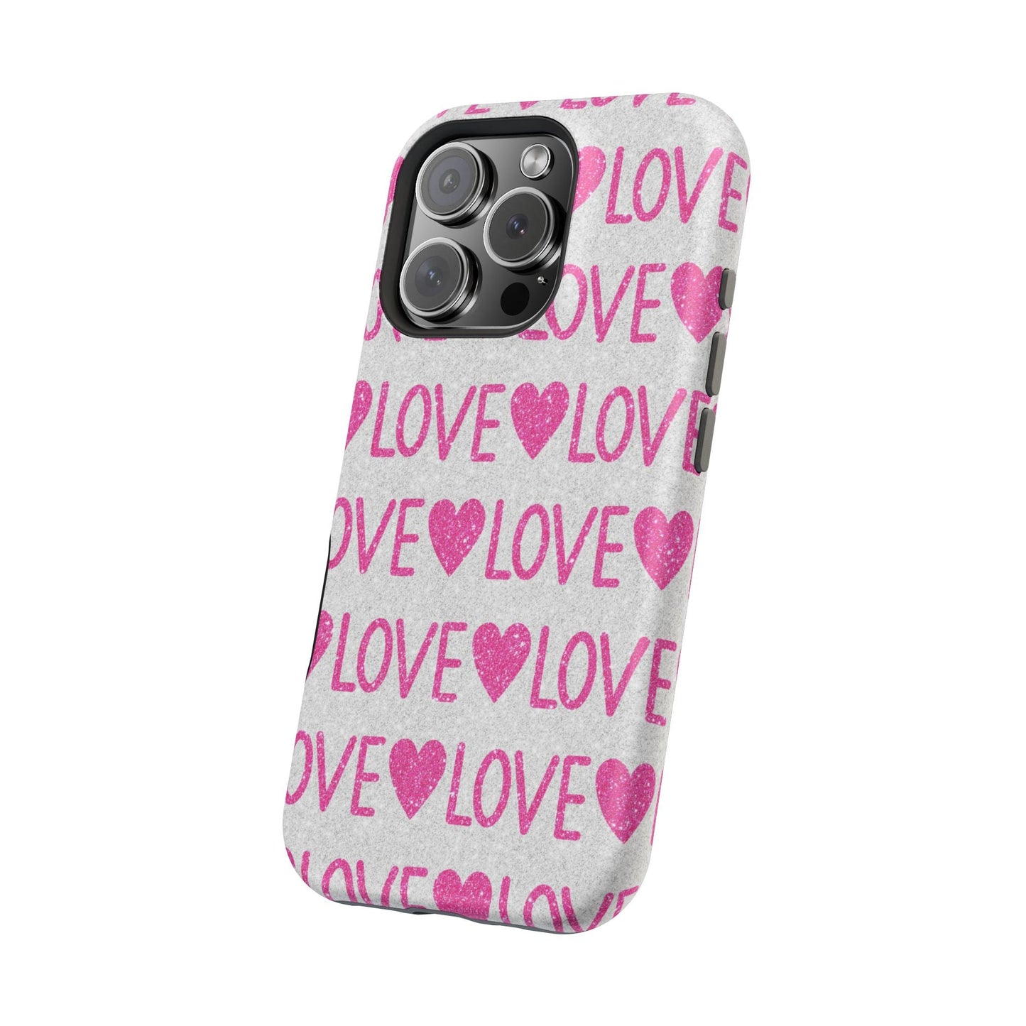 Pink Glitter Love Pattern – MagSafe iPhone Case - BOGO Cases