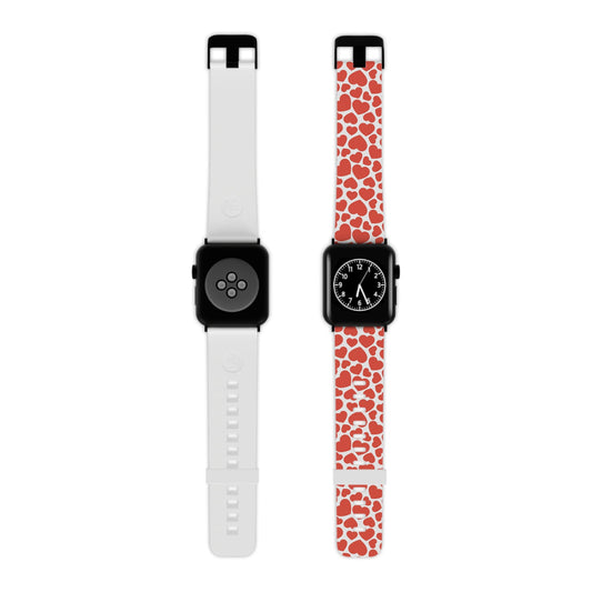 Playful White Hearts on Red Apple Watch Band - BOGO Cases