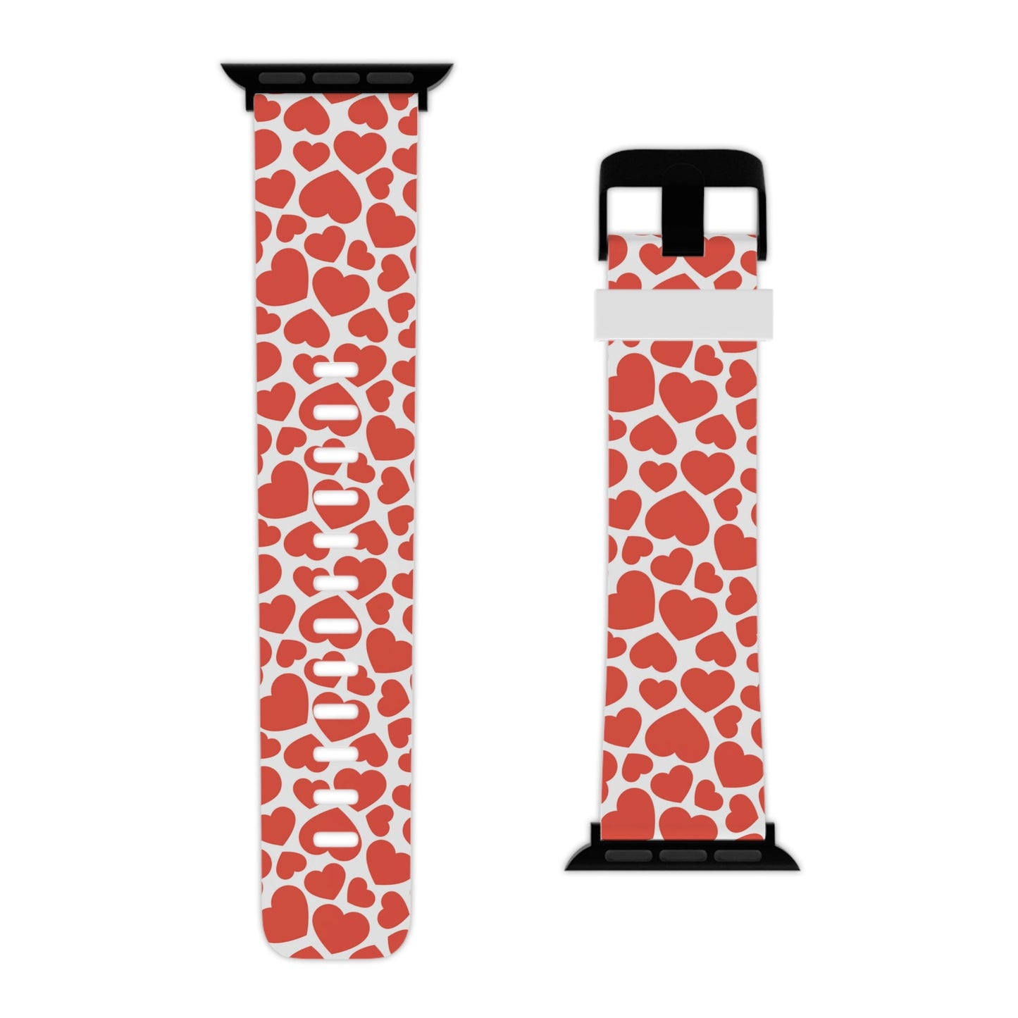 Playful White Hearts on Red Apple Watch Band - BOGO Cases