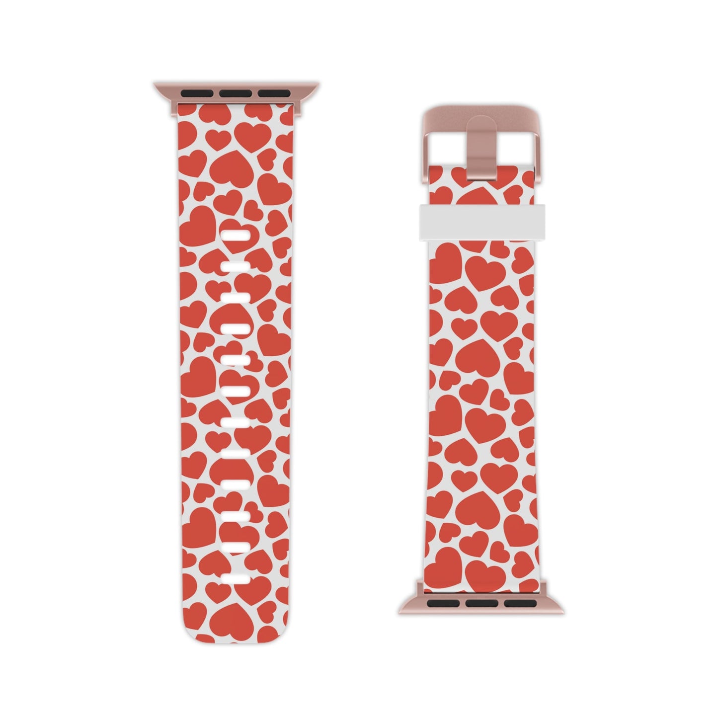 Playful White Hearts on Red Apple Watch Band - BOGO Cases
