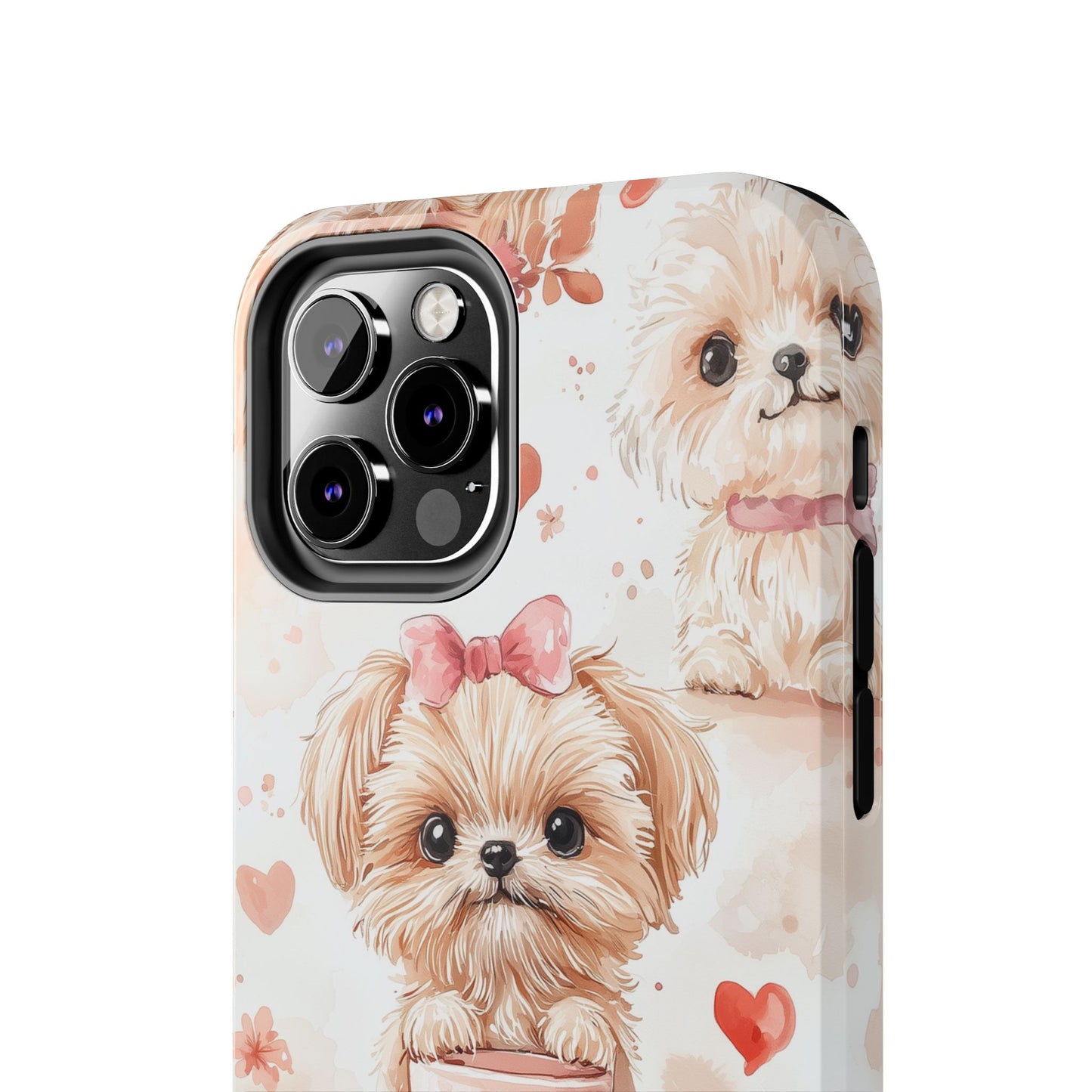 Puppies & Heart Mugs iPhone Case – Sweet Dog & Floral Design, Shockproof & Slim - BOGO Cases
