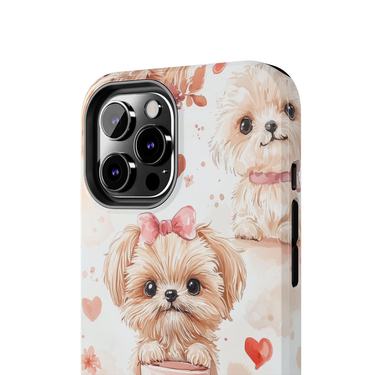 Puppies & Heart Mugs iPhone Case – Sweet Dog & Floral Design, Shockproof & Slim - BOGO Cases