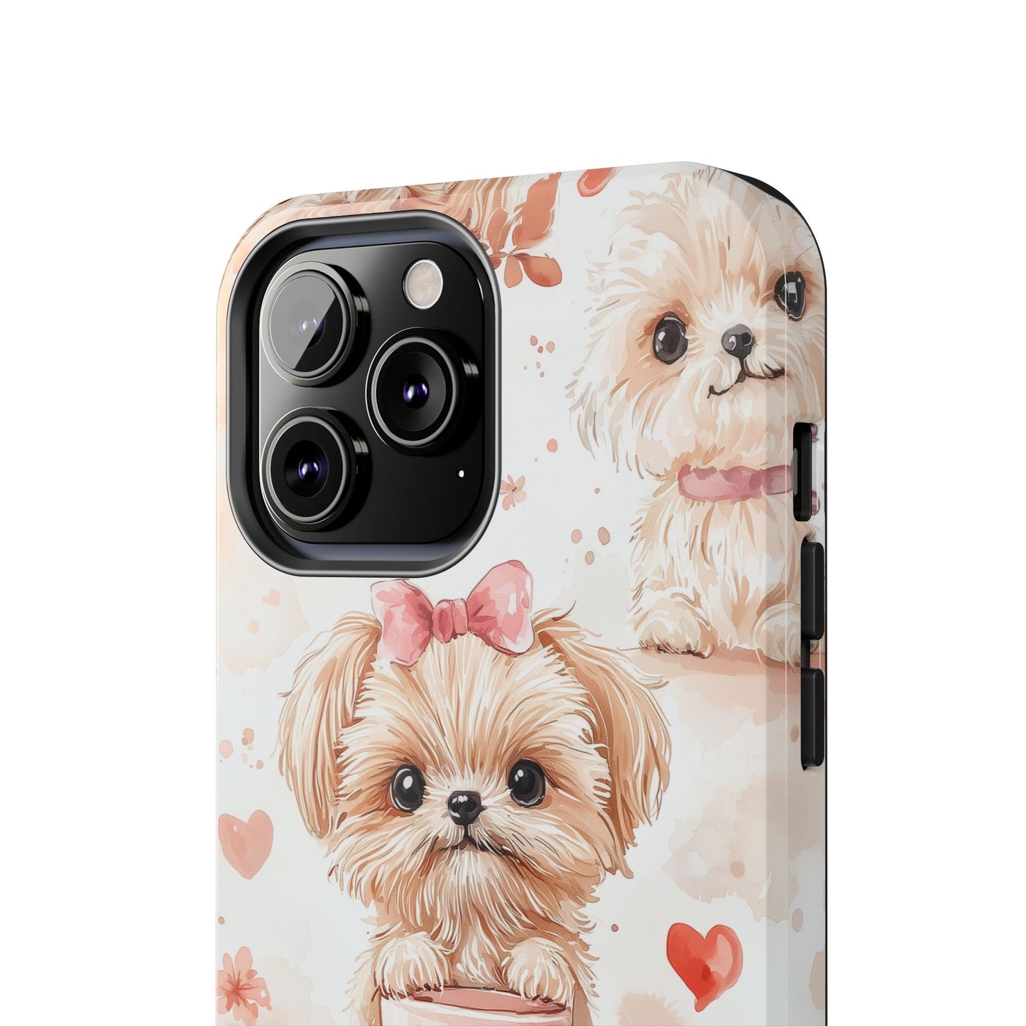Puppies & Heart Mugs iPhone Case – Sweet Dog & Floral Design, Shockproof & Slim - BOGO Cases