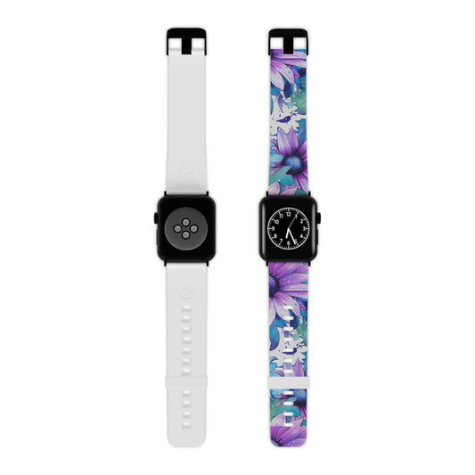 Purple & Teal Watercolor Floral Apple Watch Band - BOGO Cases