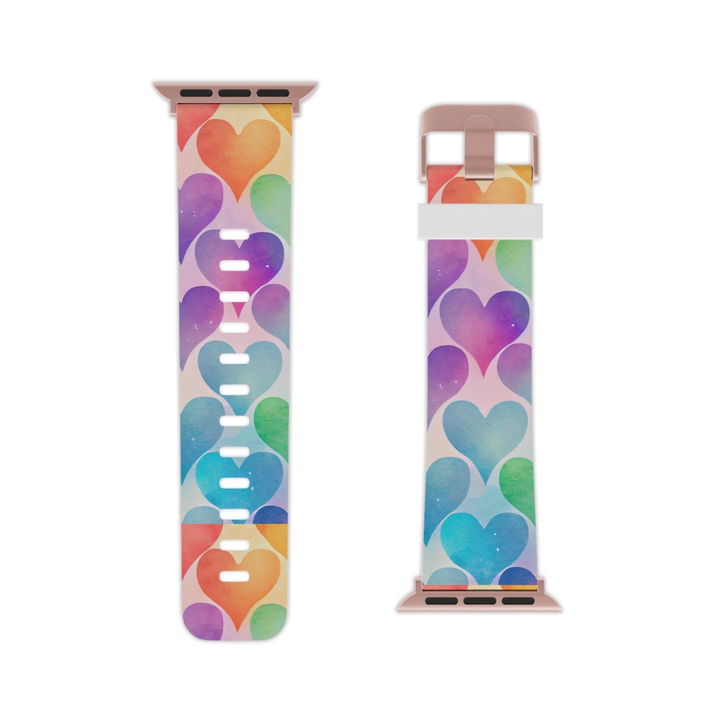 Rainbow Hearts Watercolor Apple Watch Band - BOGO Cases