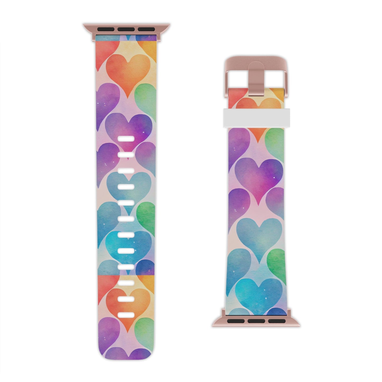 Rainbow Hearts Watercolor Apple Watch Band - BOGO Cases