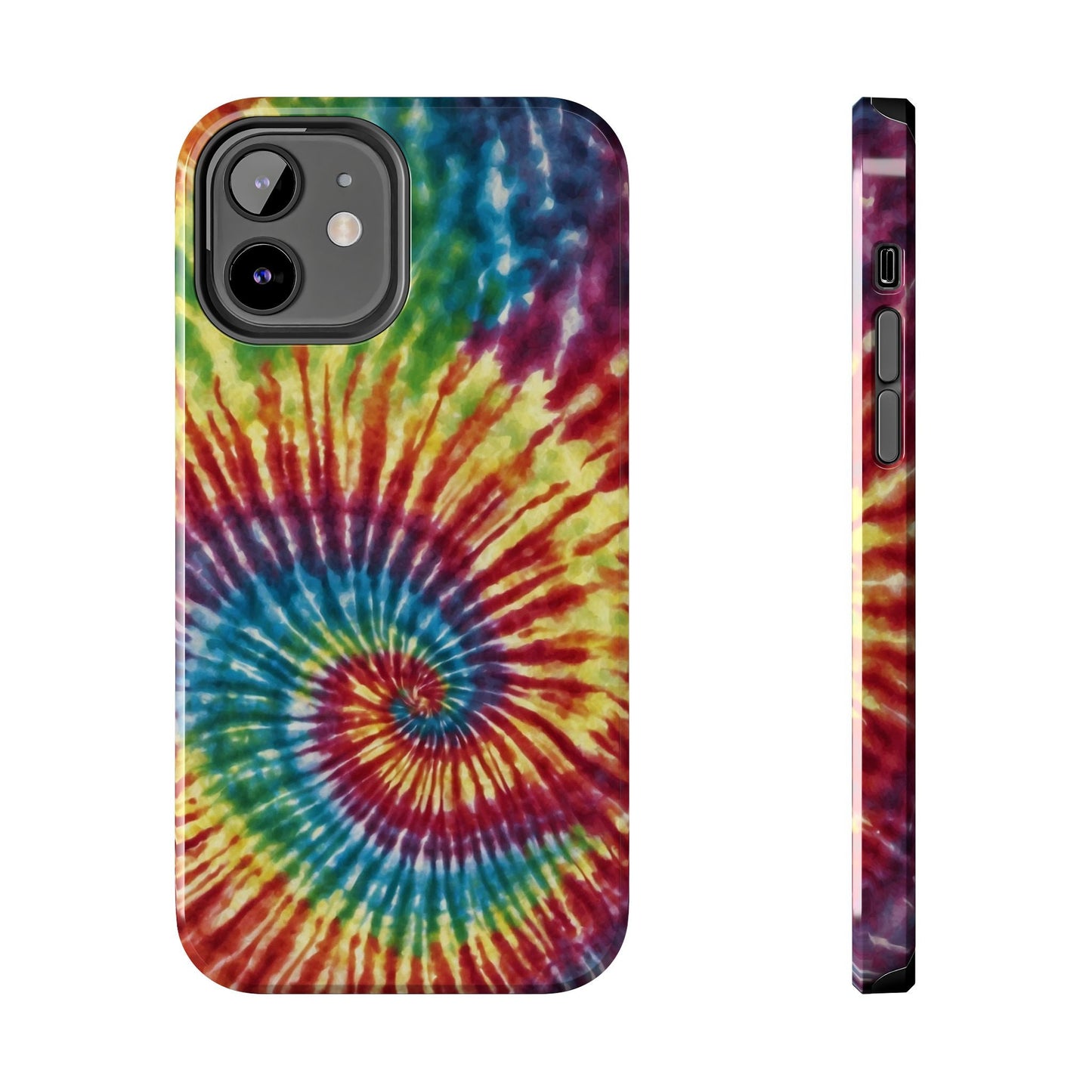 Rainbow Spiral Tie - Dye iPhone Case – Retro Color Design - BOGO Cases
