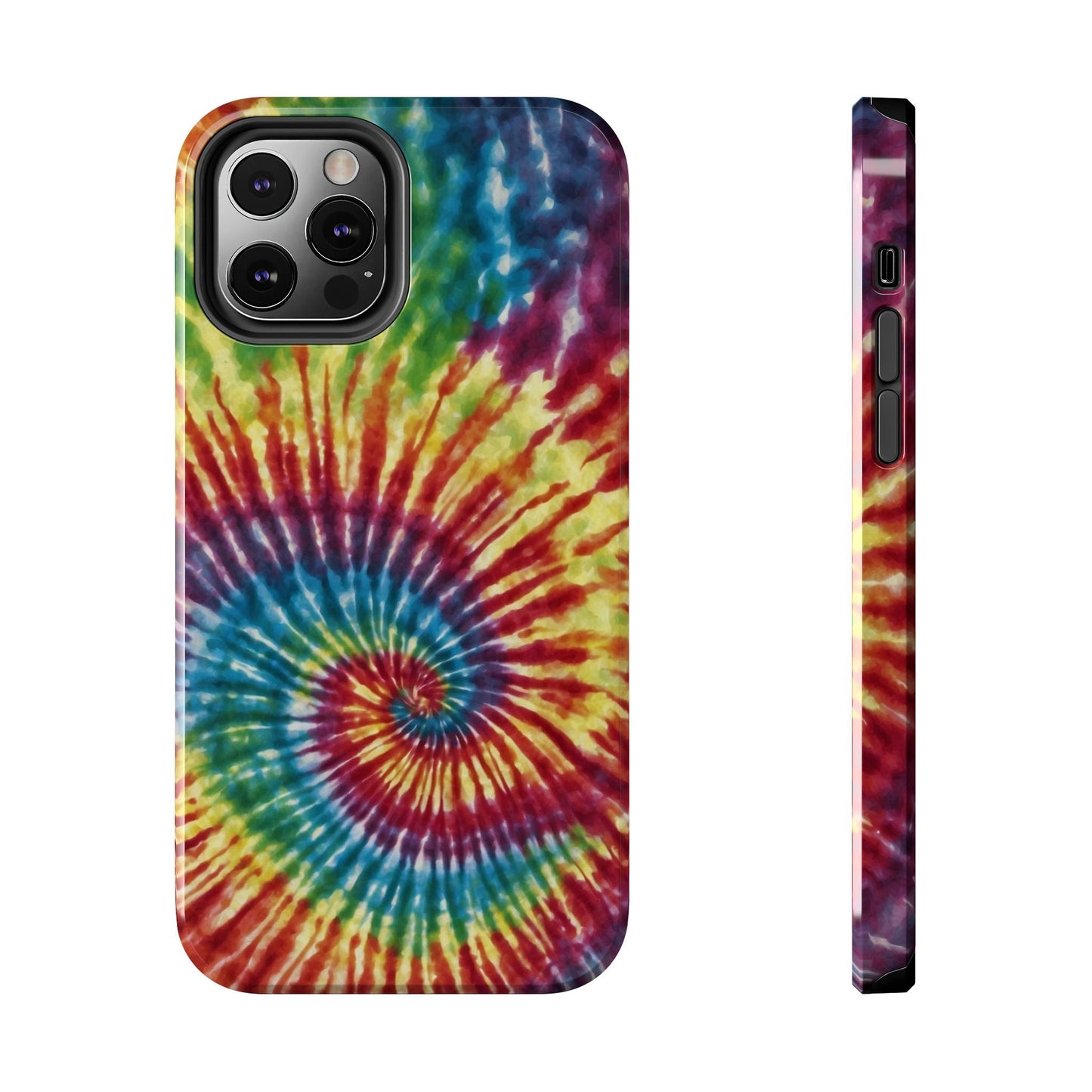 Rainbow Spiral Tie - Dye iPhone Case – Retro Color Design - BOGO Cases