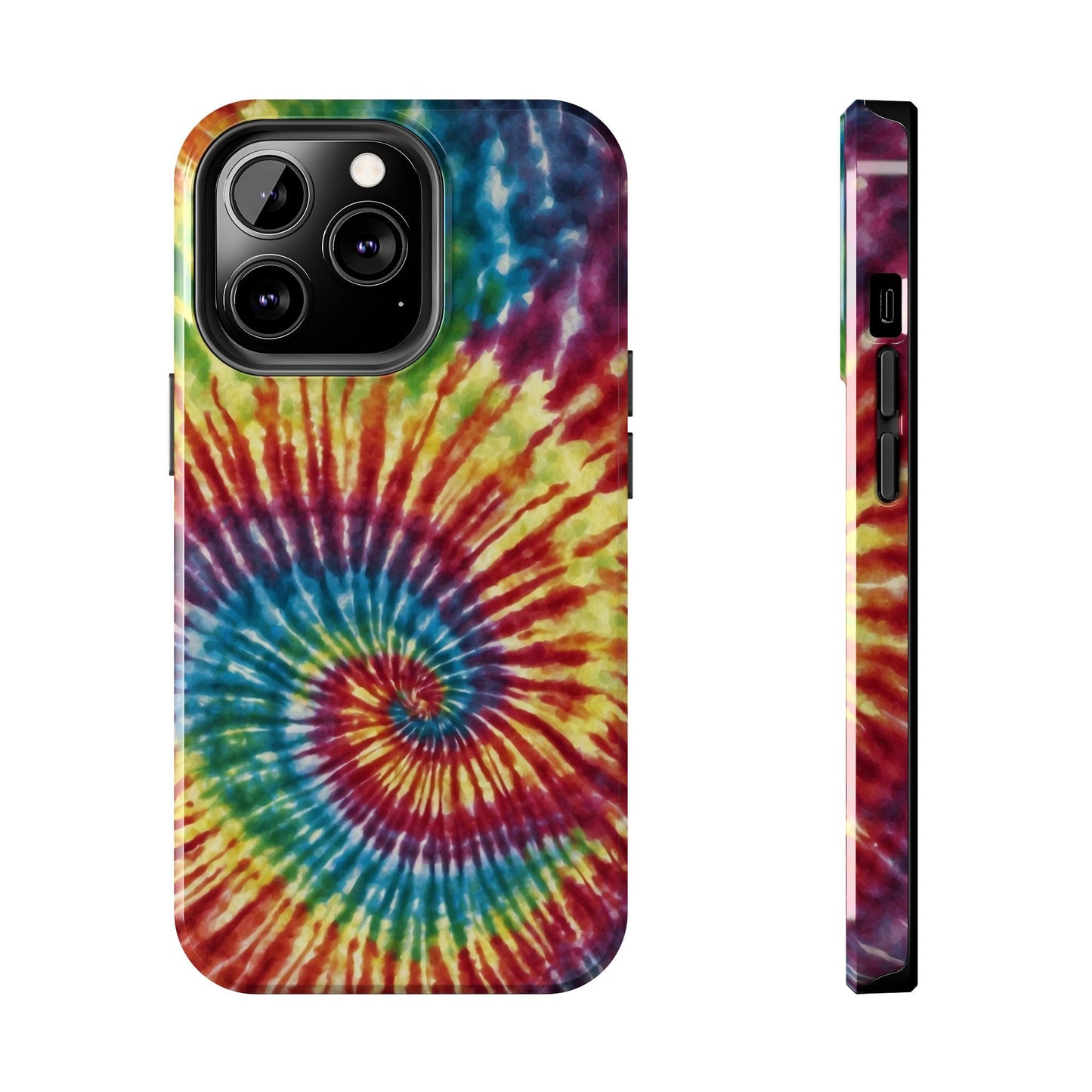 Rainbow Spiral Tie - Dye iPhone Case – Retro Color Design - BOGO Cases