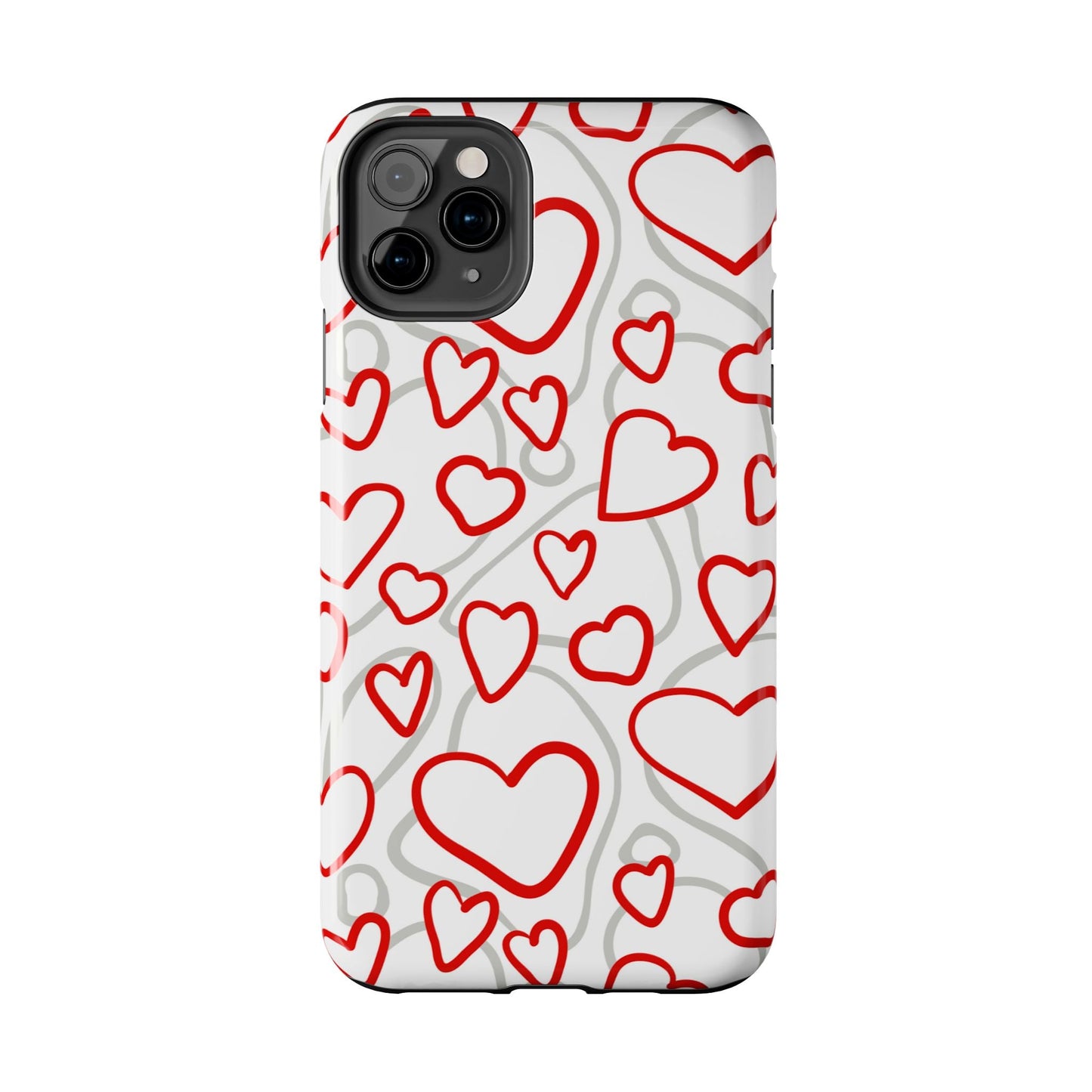 Red and White Heart Pattern iPhone Case – Fun and Playful Design - BOGO Cases