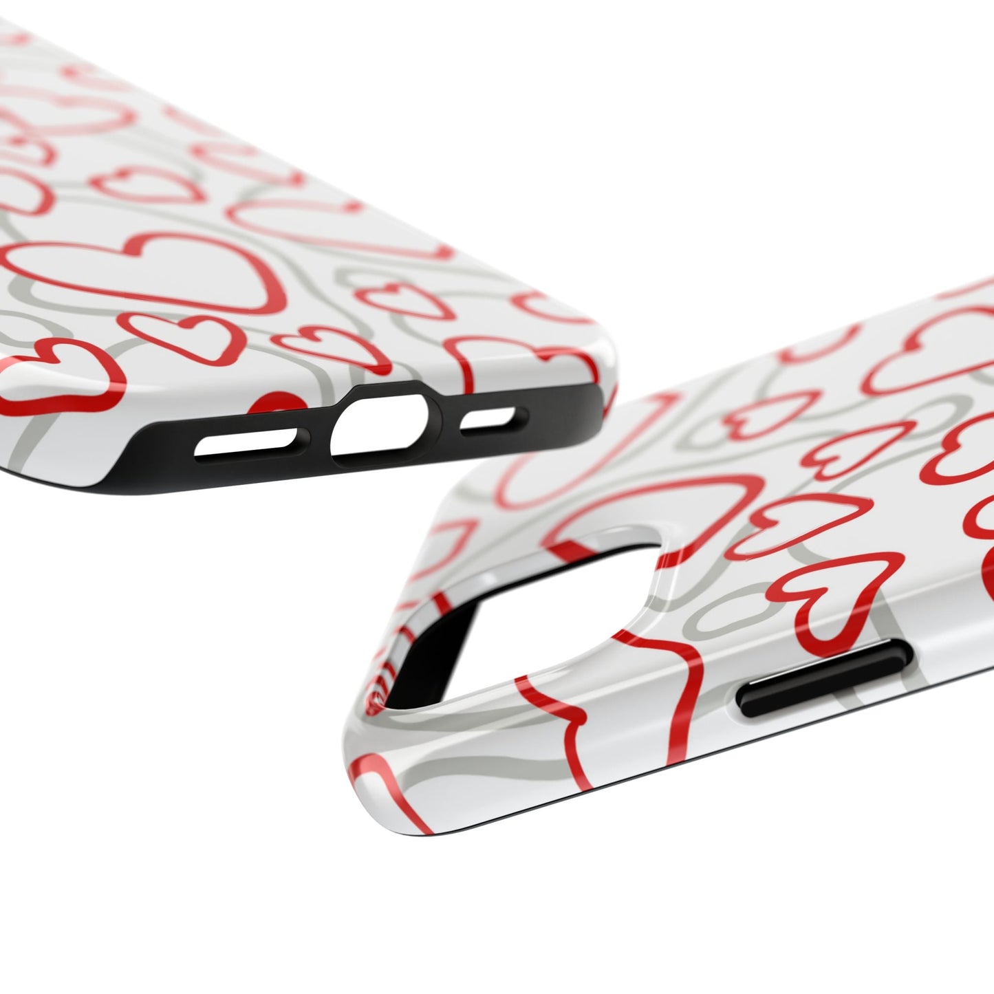 Red and White Heart Pattern iPhone Case – Fun and Playful Design - BOGO Cases