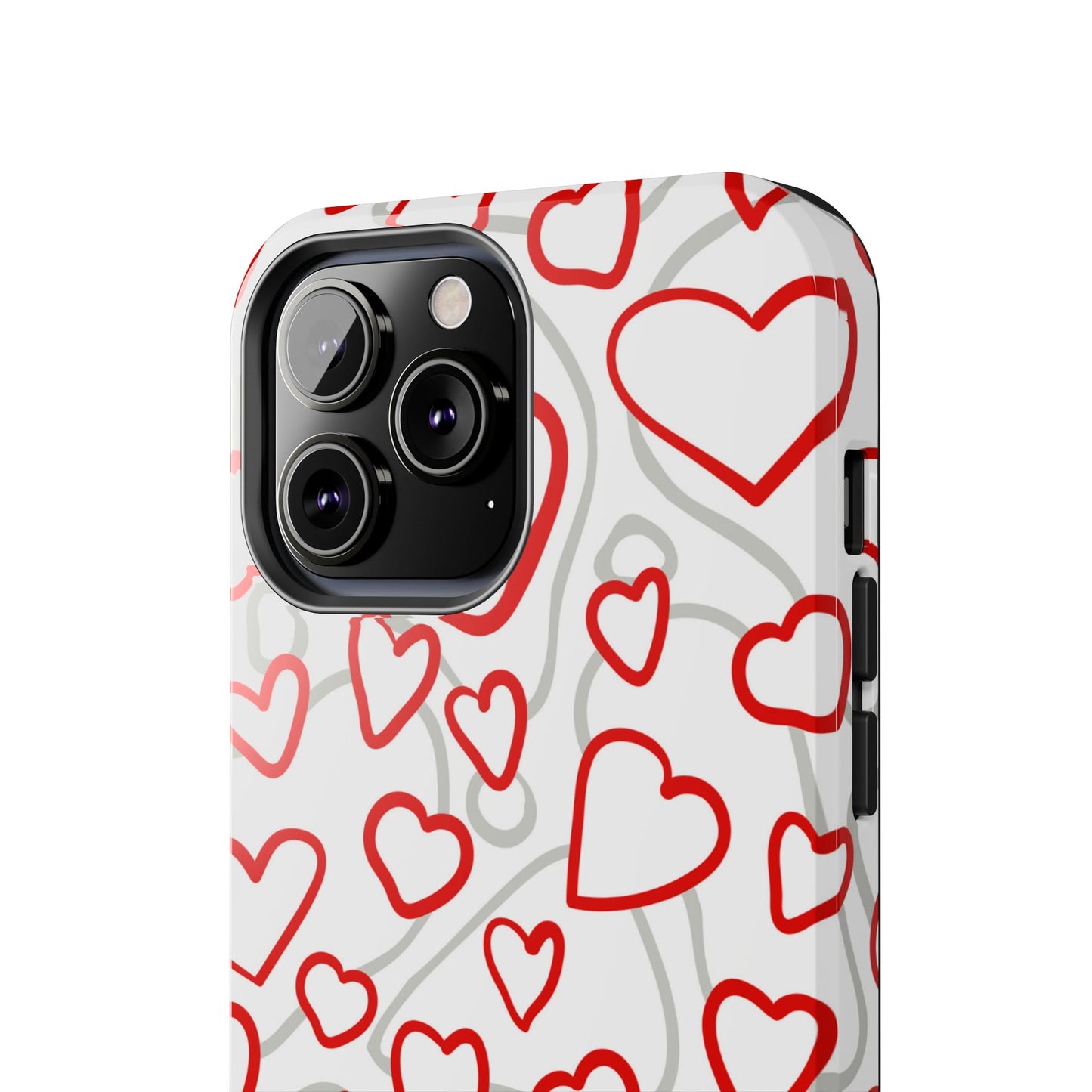 Red and White Heart Pattern iPhone Case – Fun and Playful Design - BOGO Cases