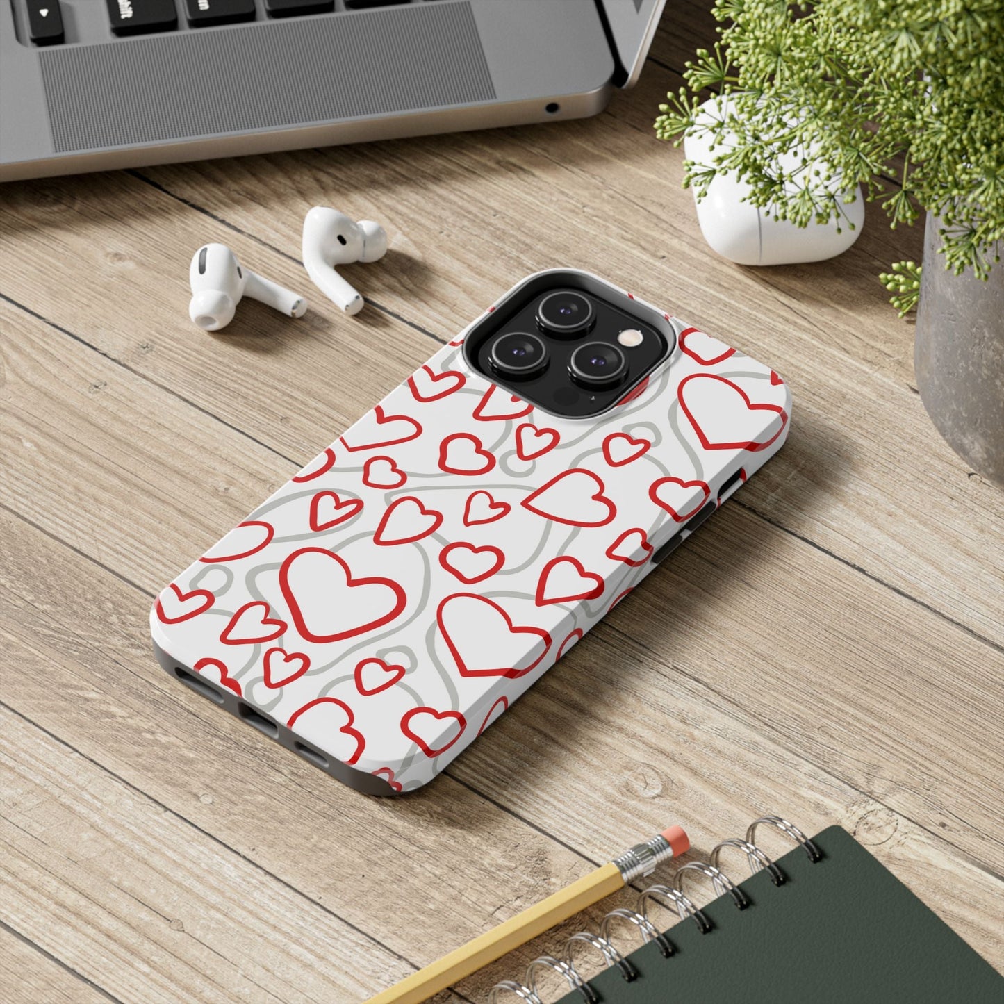Red and White Heart Pattern iPhone Case – Fun and Playful Design - BOGO Cases