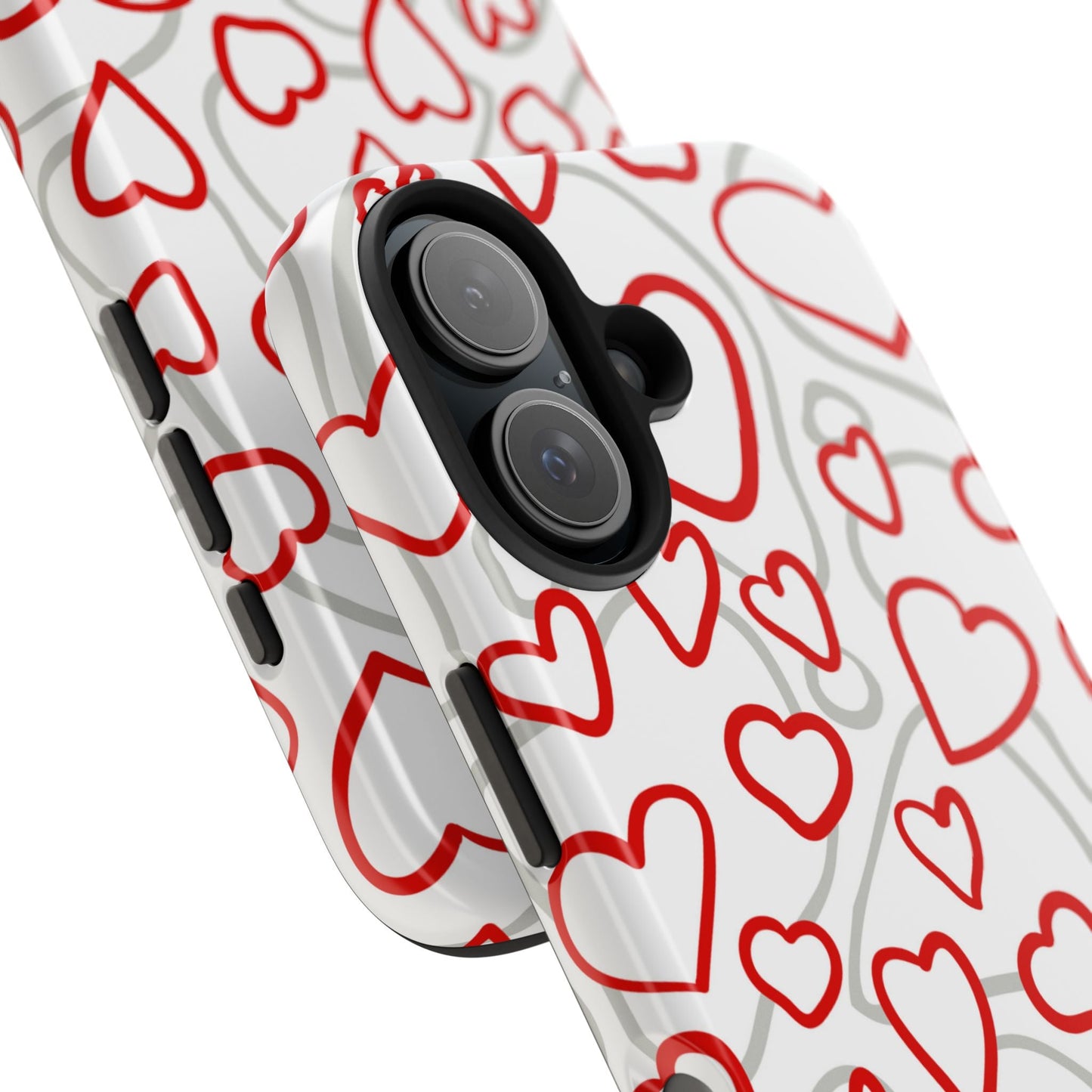 Red and White Heart Pattern iPhone Case – Fun and Playful Design - BOGO Cases