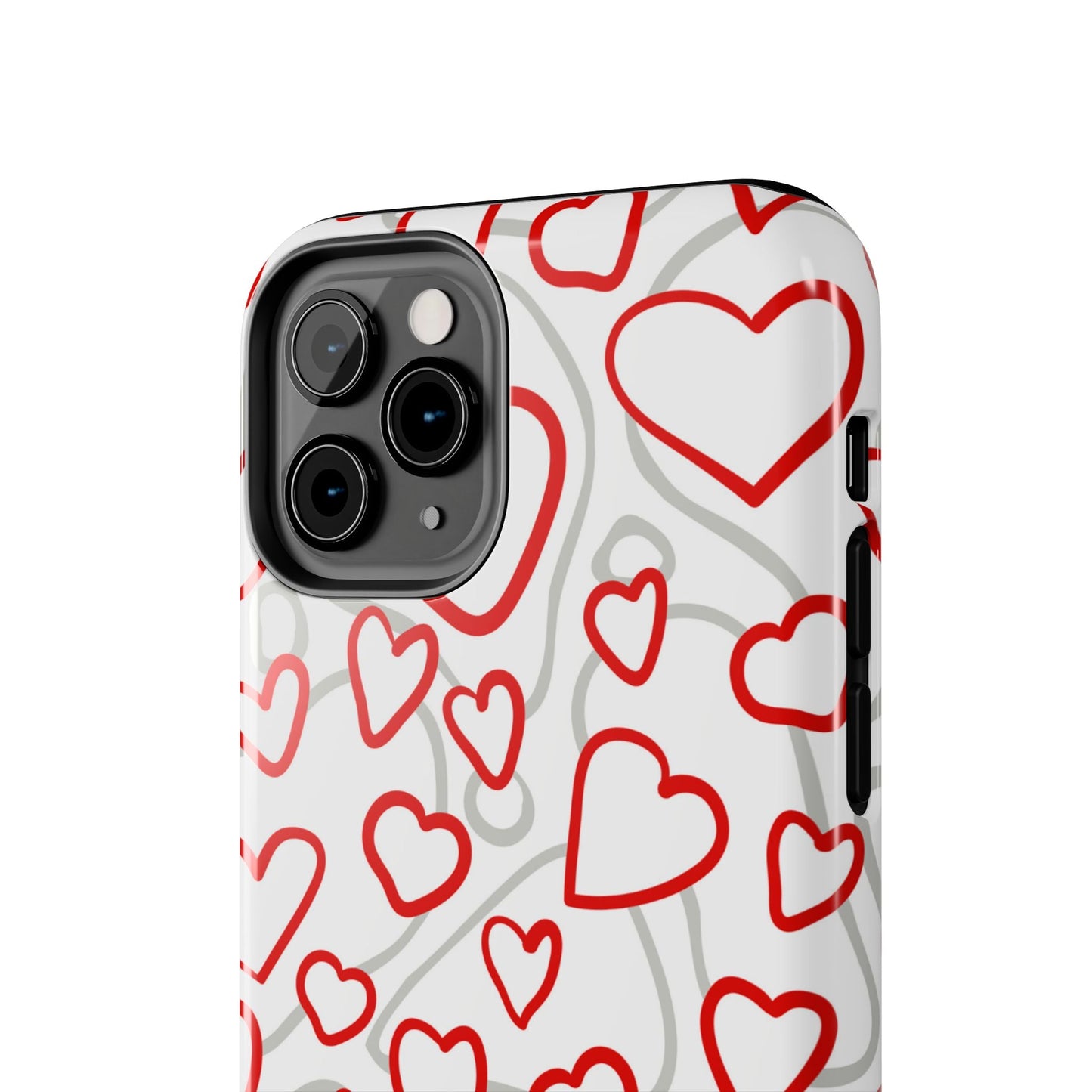 Red and White Heart Pattern iPhone Case – Fun and Playful Design - BOGO Cases