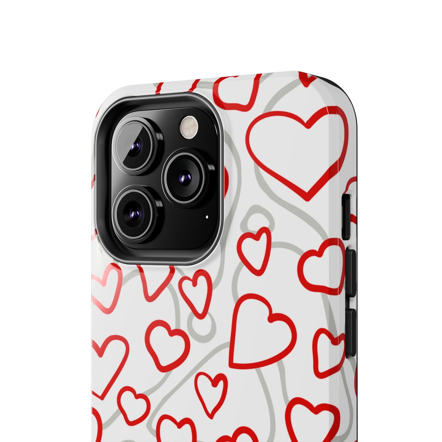 Red and White Heart Pattern iPhone Case – Fun and Playful Design - BOGO Cases