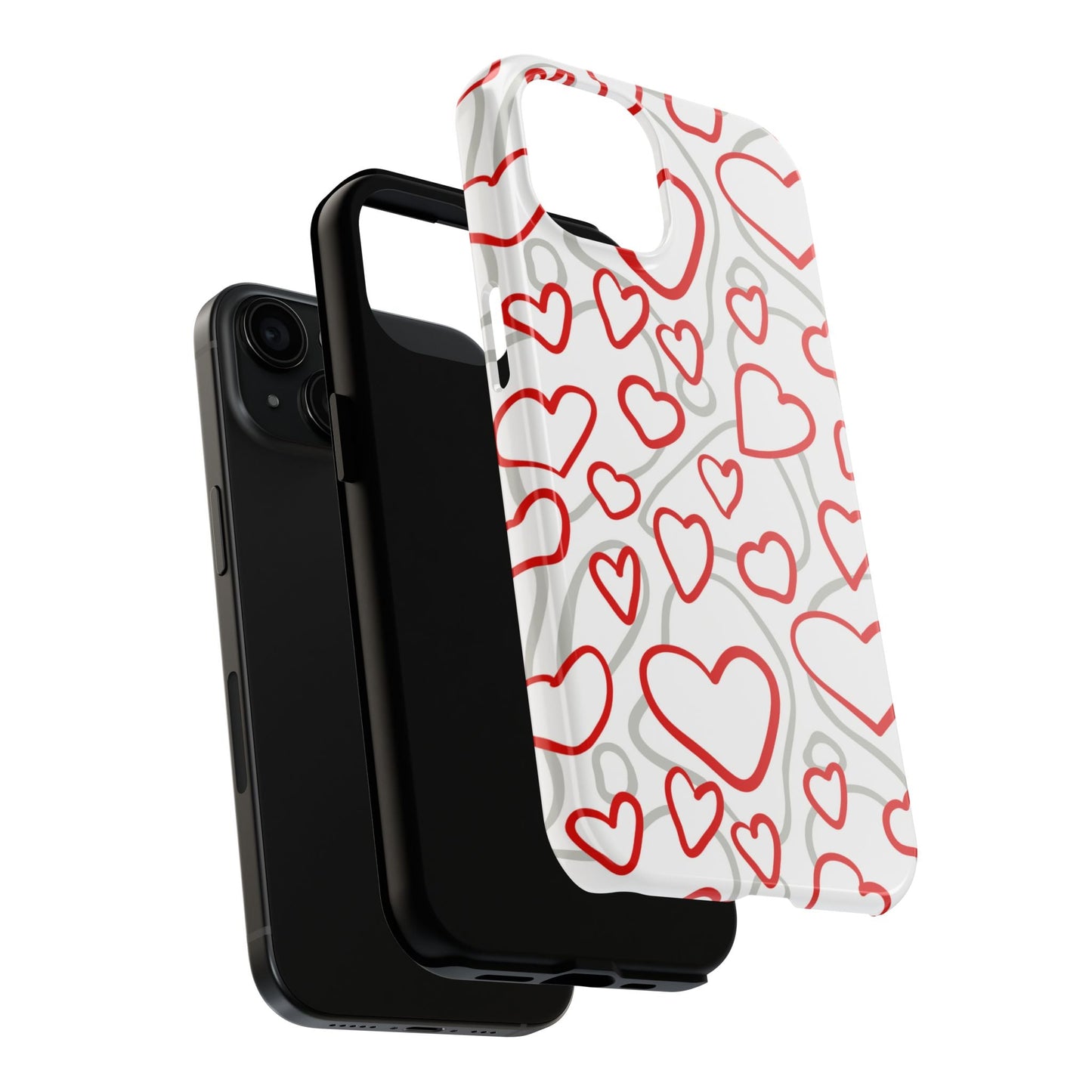 Red and White Heart Pattern iPhone Case – Fun and Playful Design - BOGO Cases