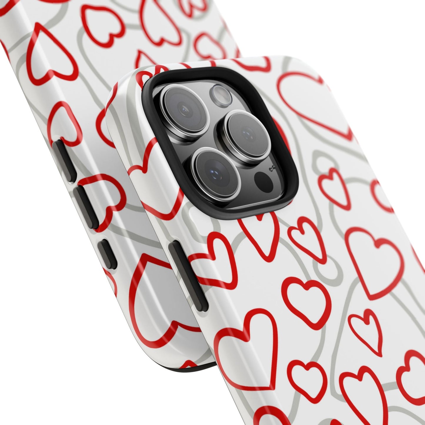 Red and White Heart Pattern iPhone Case – Fun and Playful Design - BOGO Cases