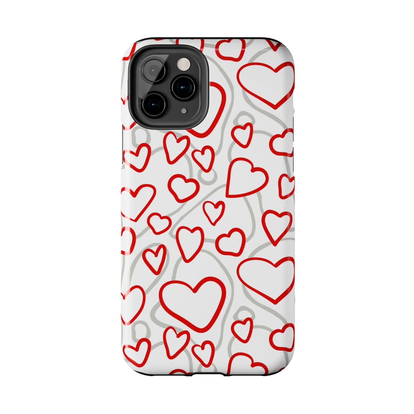 Red and White Heart Pattern iPhone Case – Fun and Playful Design - BOGO Cases