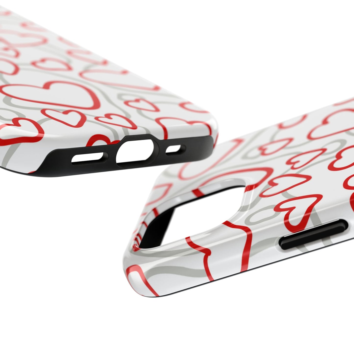 Red and White Heart Pattern iPhone Case – Fun and Playful Design - BOGO Cases