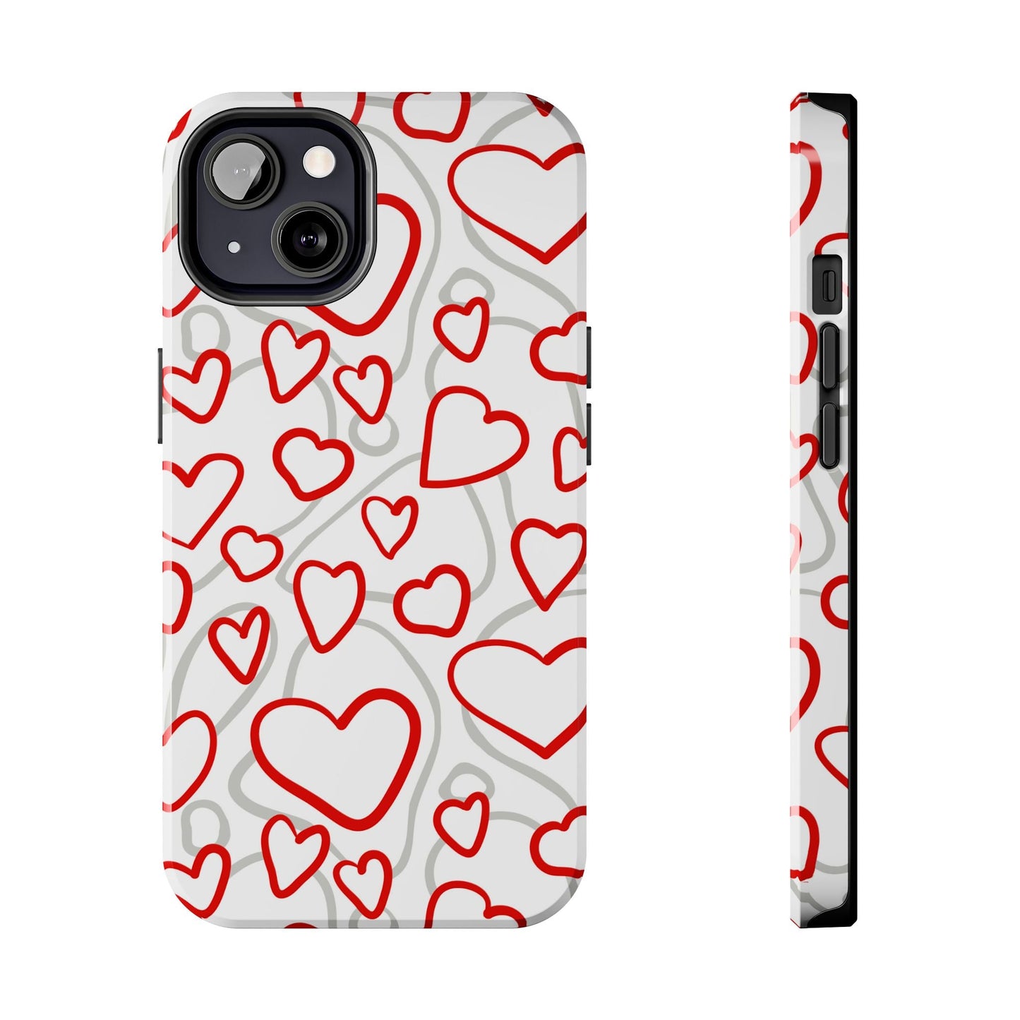 Red and White Heart Pattern iPhone Case – Fun and Playful Design - BOGO Cases