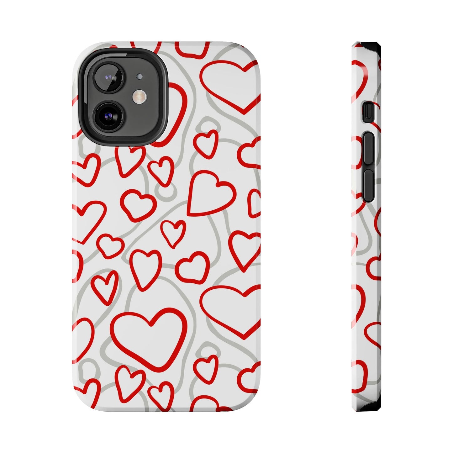 Red and White Heart Pattern iPhone Case – Fun and Playful Design - BOGO Cases