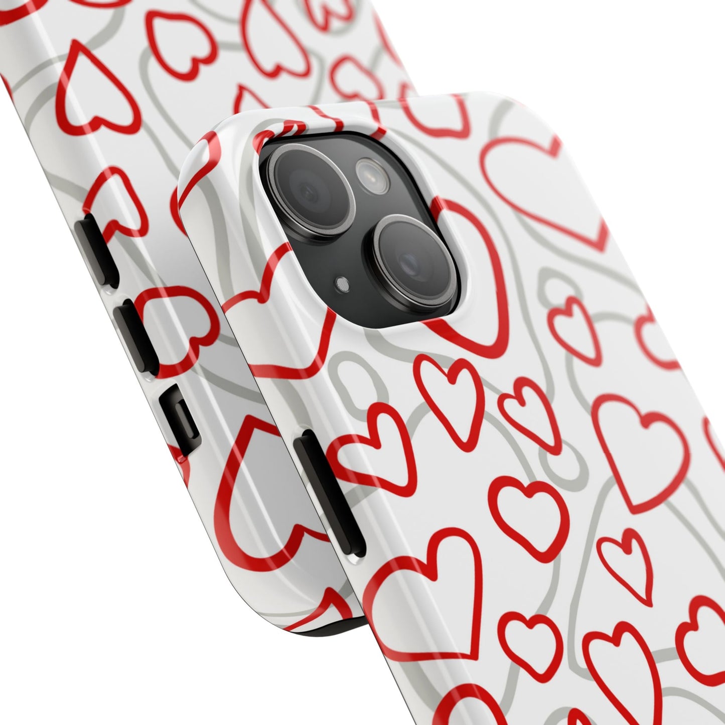 Red and White Heart Pattern iPhone Case – Fun and Playful Design - BOGO Cases