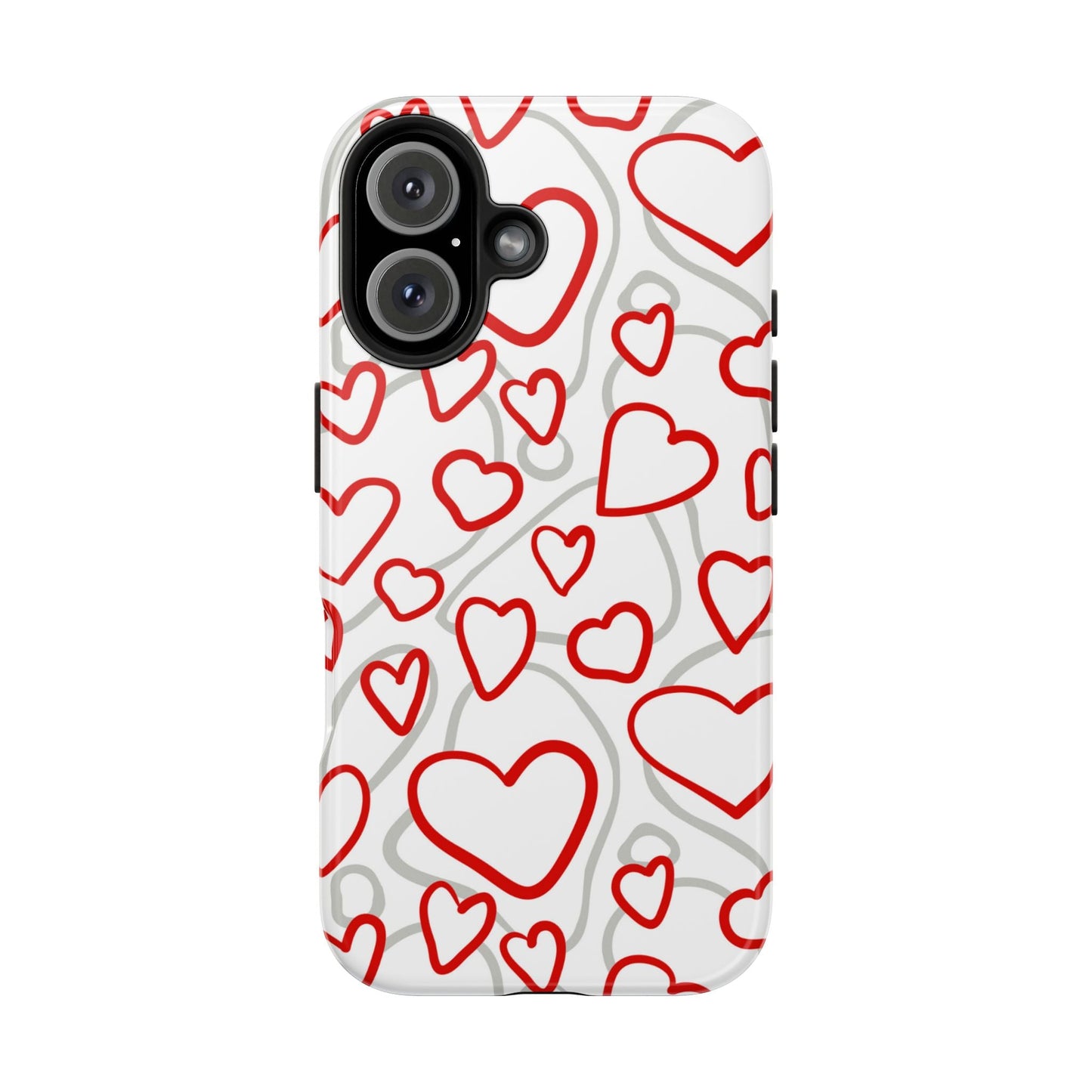 Red and White Heart Pattern iPhone Case – Fun and Playful Design - BOGO Cases