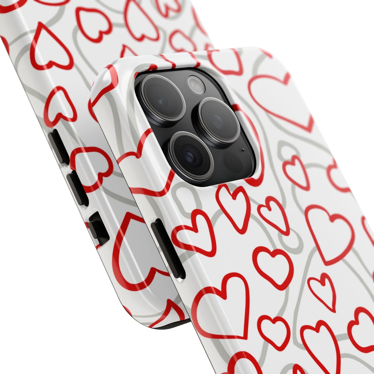 Red and White Heart Pattern iPhone Case – Fun and Playful Design - BOGO Cases