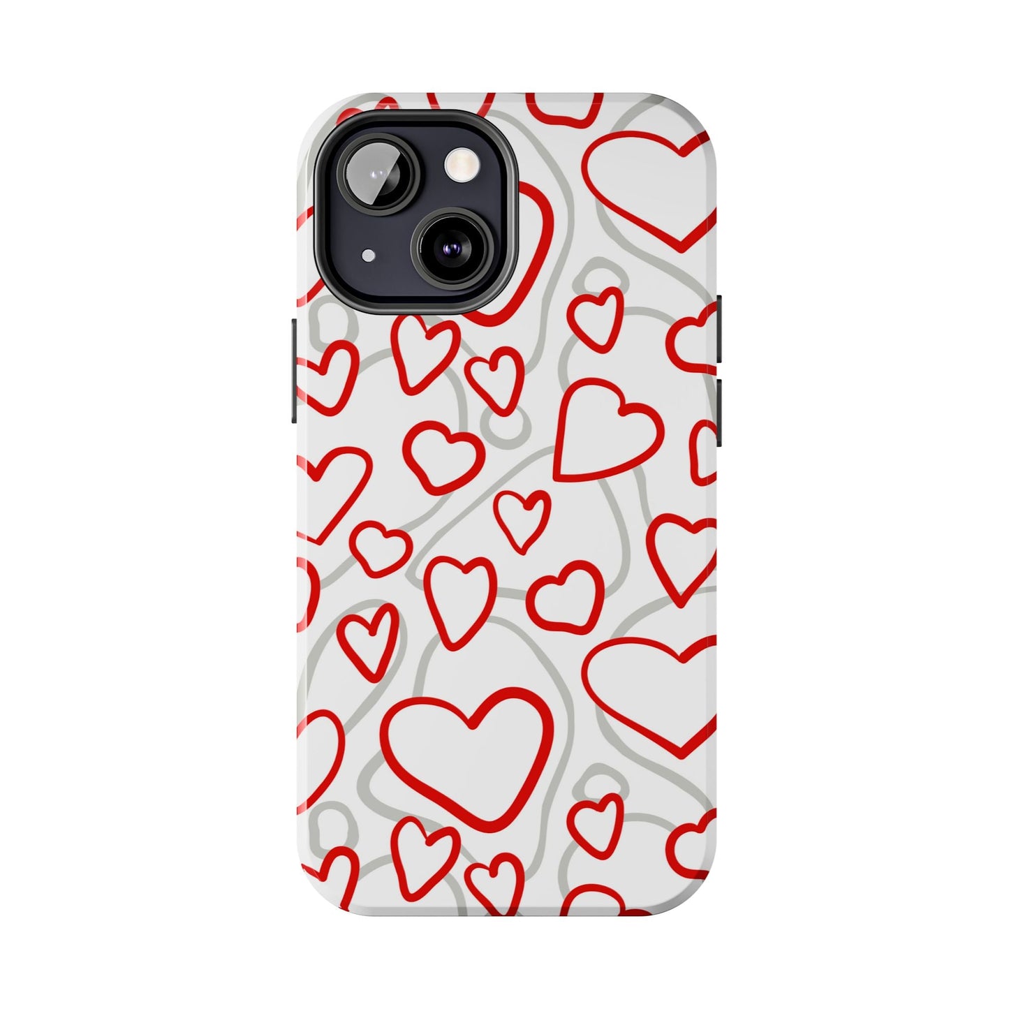 Red and White Heart Pattern iPhone Case – Fun and Playful Design - BOGO Cases