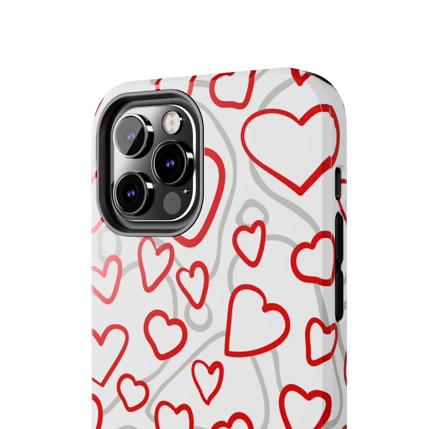 Red and White Heart Pattern iPhone Case – Fun and Playful Design - BOGO Cases