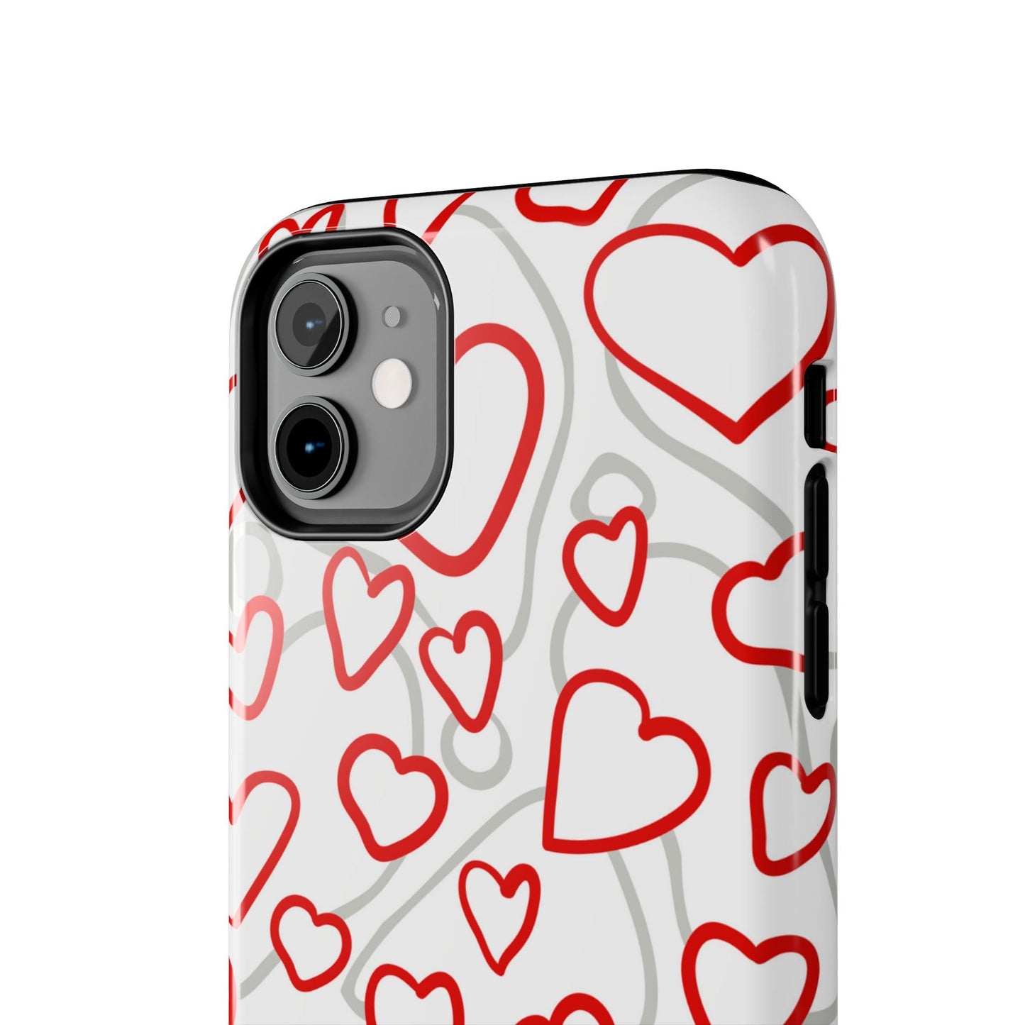 Red and White Heart Pattern iPhone Case – Fun and Playful Design - BOGO Cases