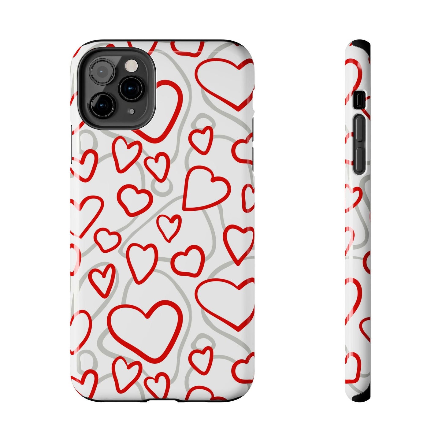 Red and White Heart Pattern iPhone Case – Fun and Playful Design - BOGO Cases