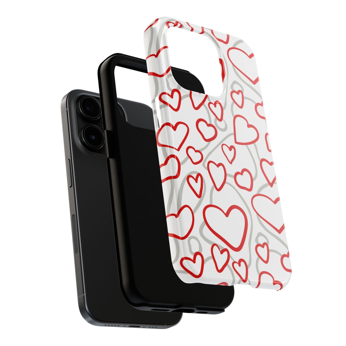 Red and White Heart Pattern iPhone Case – Fun and Playful Design - BOGO Cases