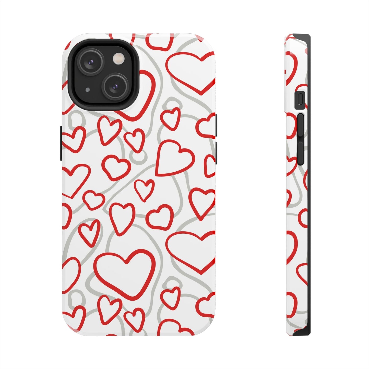 Red and White Heart Pattern iPhone Case – Fun and Playful Design - BOGO Cases