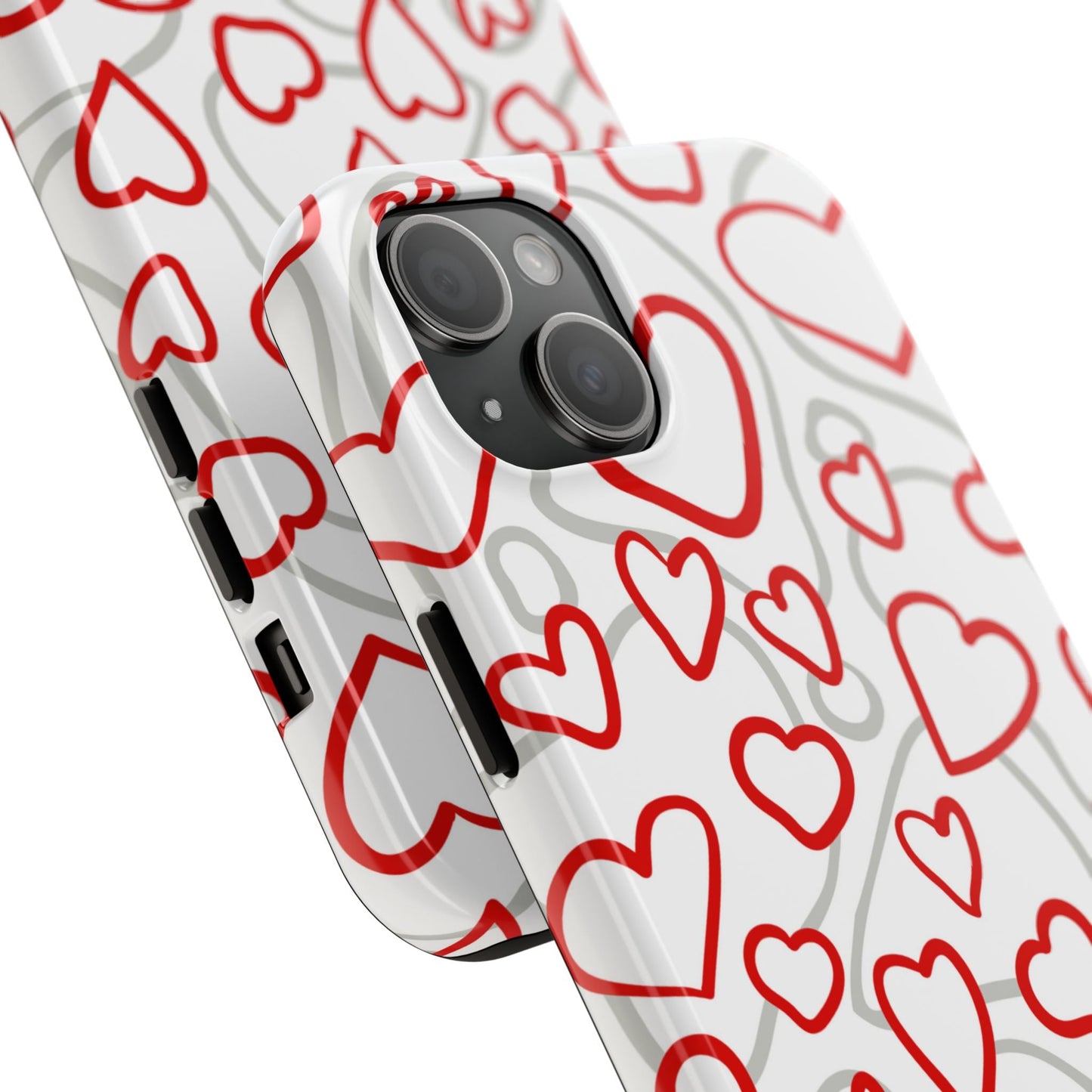 Red and White Heart Pattern iPhone Case – Fun and Playful Design - BOGO Cases