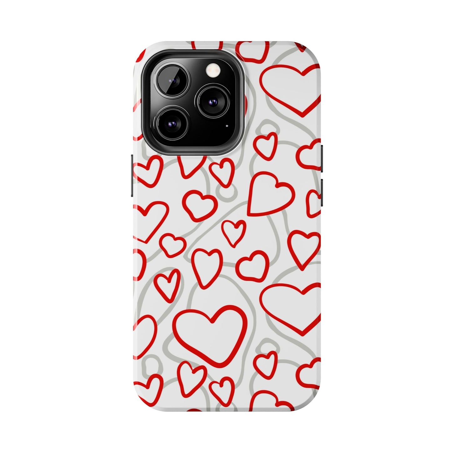 Red and White Heart Pattern iPhone Case – Fun and Playful Design - BOGO Cases