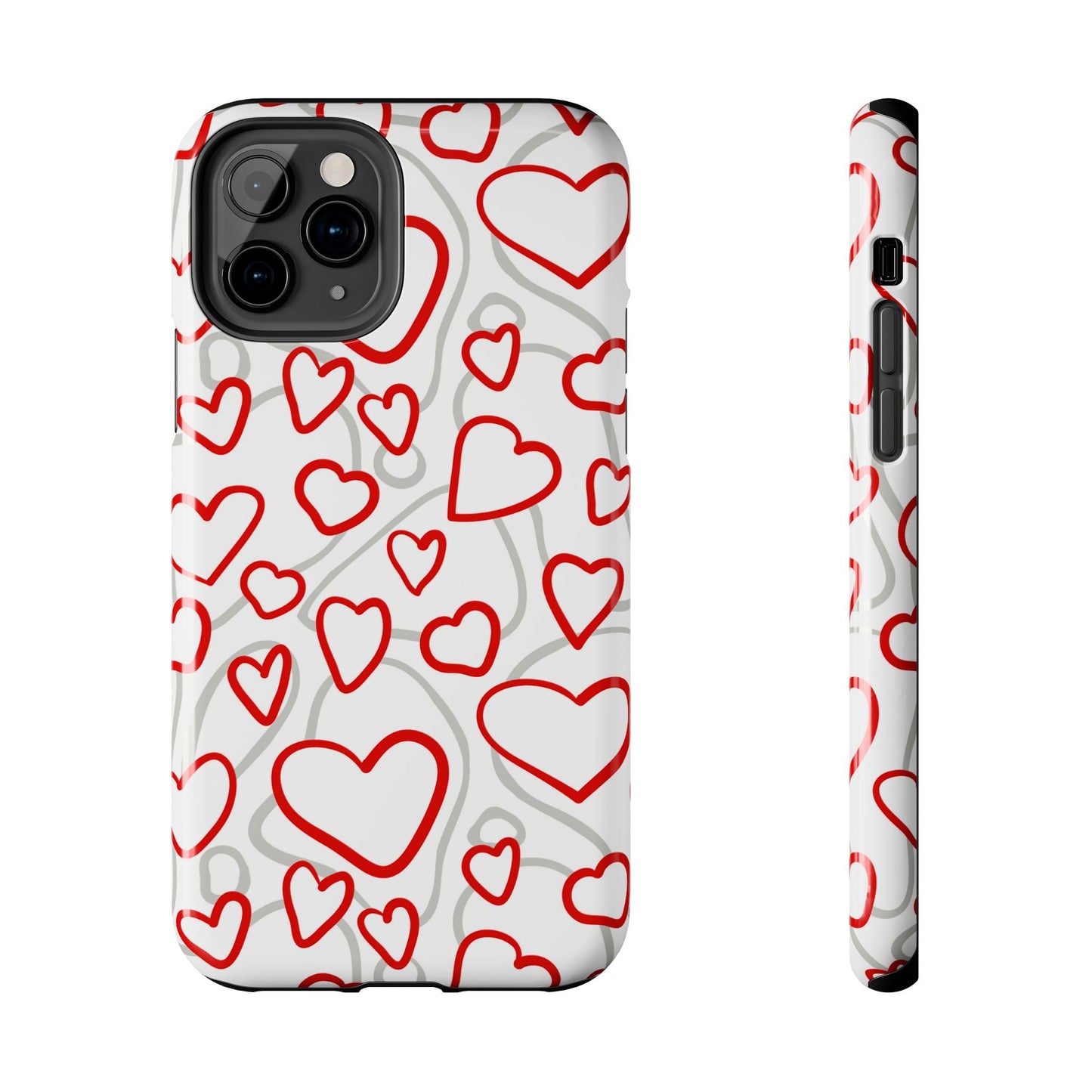 Red and White Heart Pattern iPhone Case – Fun and Playful Design - BOGO Cases
