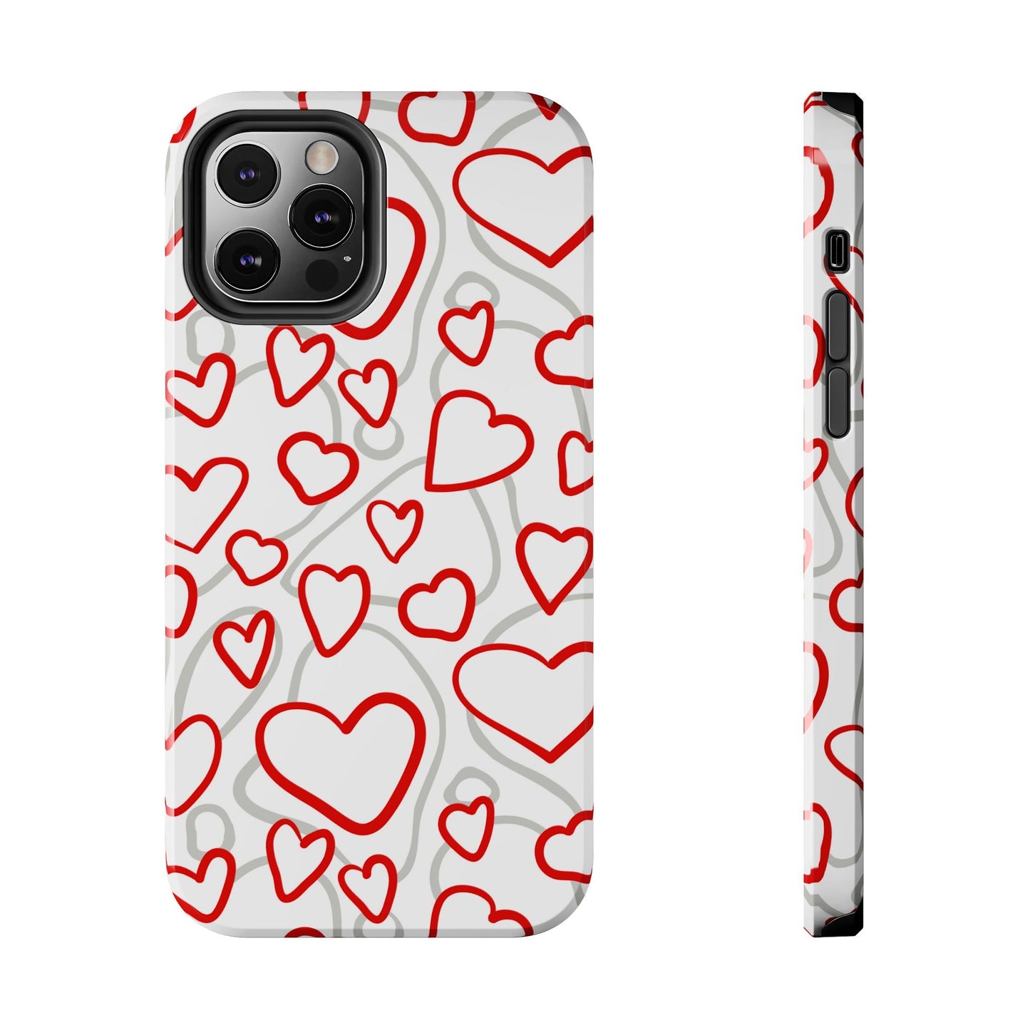 Red and White Heart Pattern iPhone Case – Fun and Playful Design - BOGO Cases