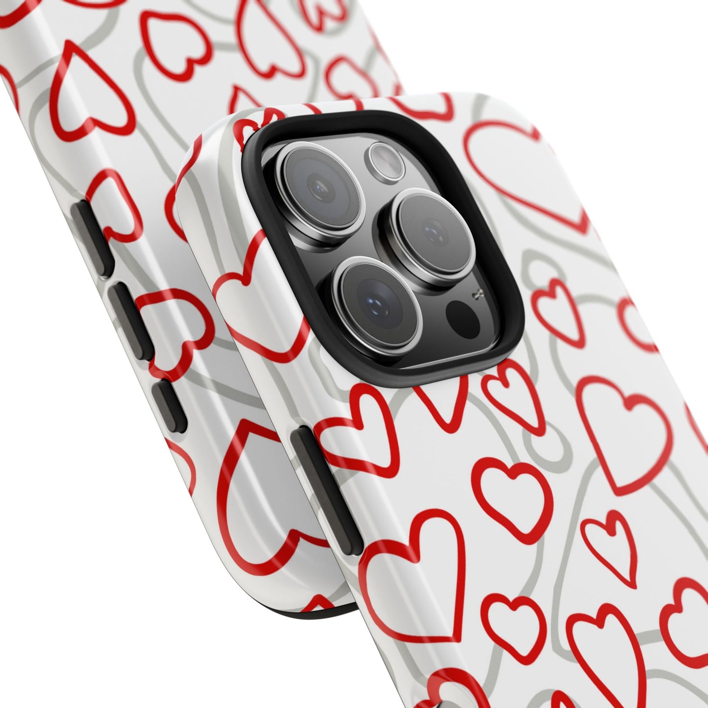 Red and White Heart Pattern iPhone Case – Fun and Playful Design - BOGO Cases