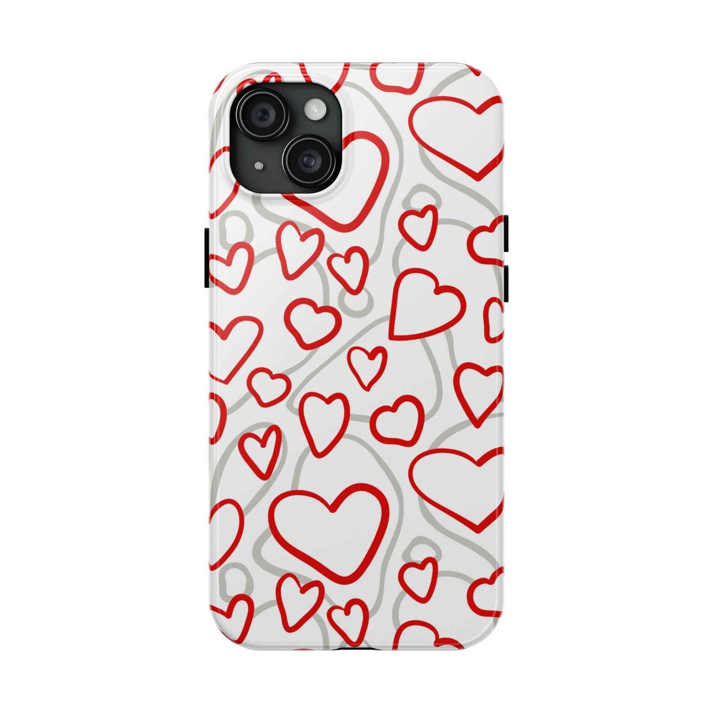 Red and White Heart Pattern iPhone Case – Fun and Playful Design - BOGO Cases