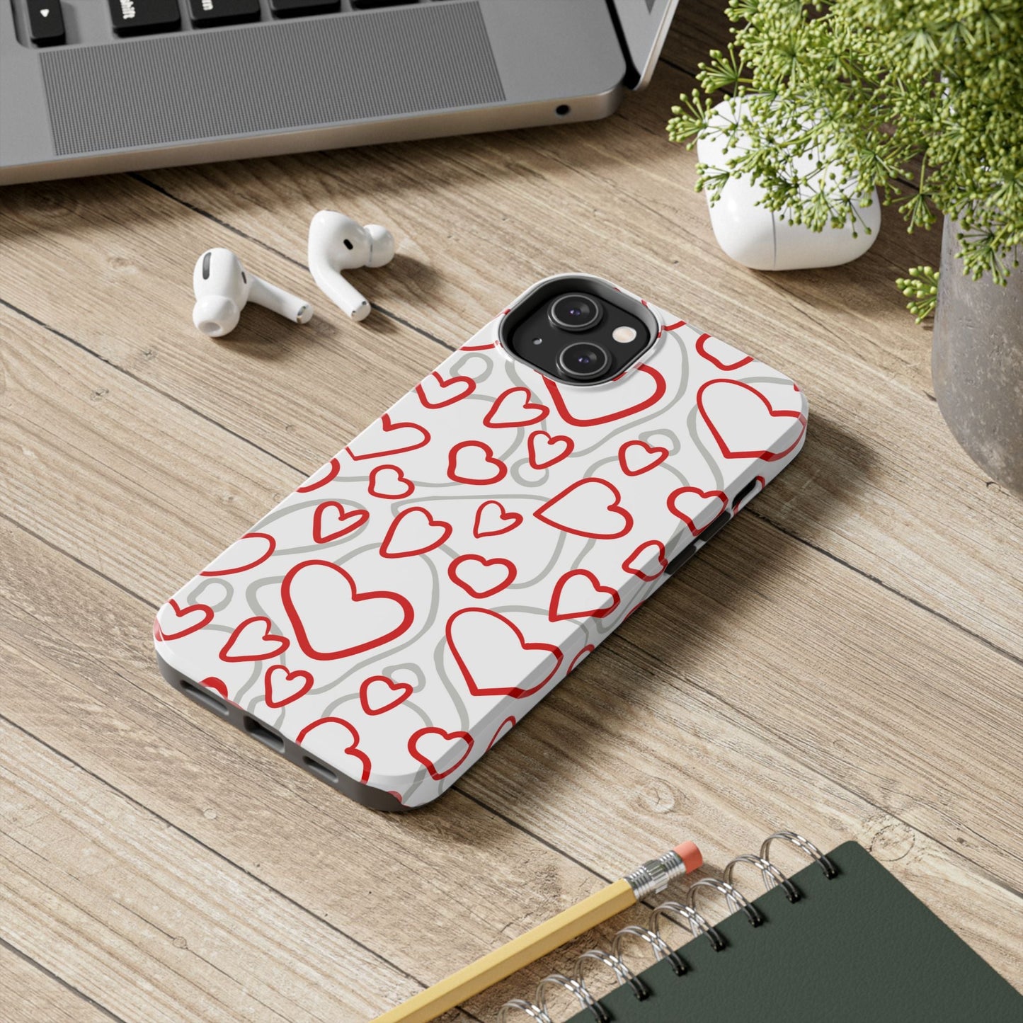 Red and White Heart Pattern iPhone Case – Fun and Playful Design - BOGO Cases