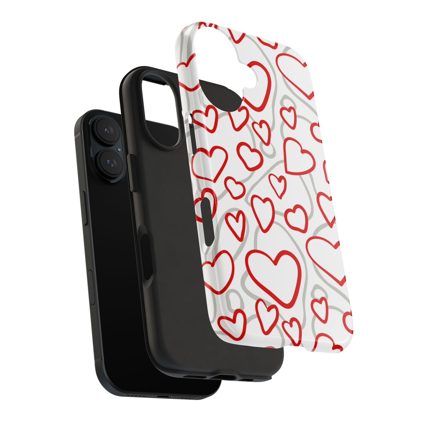 Red and White Heart Pattern iPhone Case – Fun and Playful Design - BOGO Cases